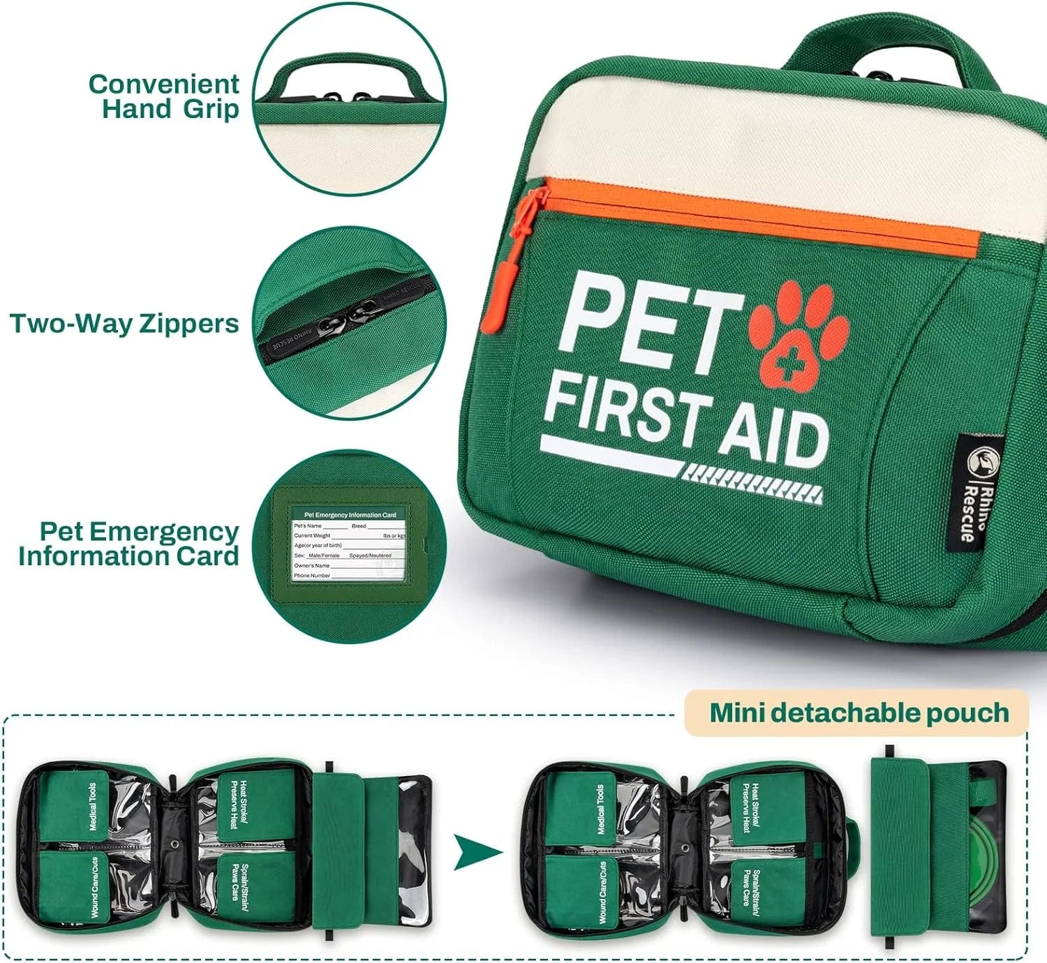 Pet First Aid Kit, Emergency Medical Supplies for Dogs & Cats, Safety Essentials Pack with Thermometer, Disposable Booties for Home, Hiking, Traveling & Camping