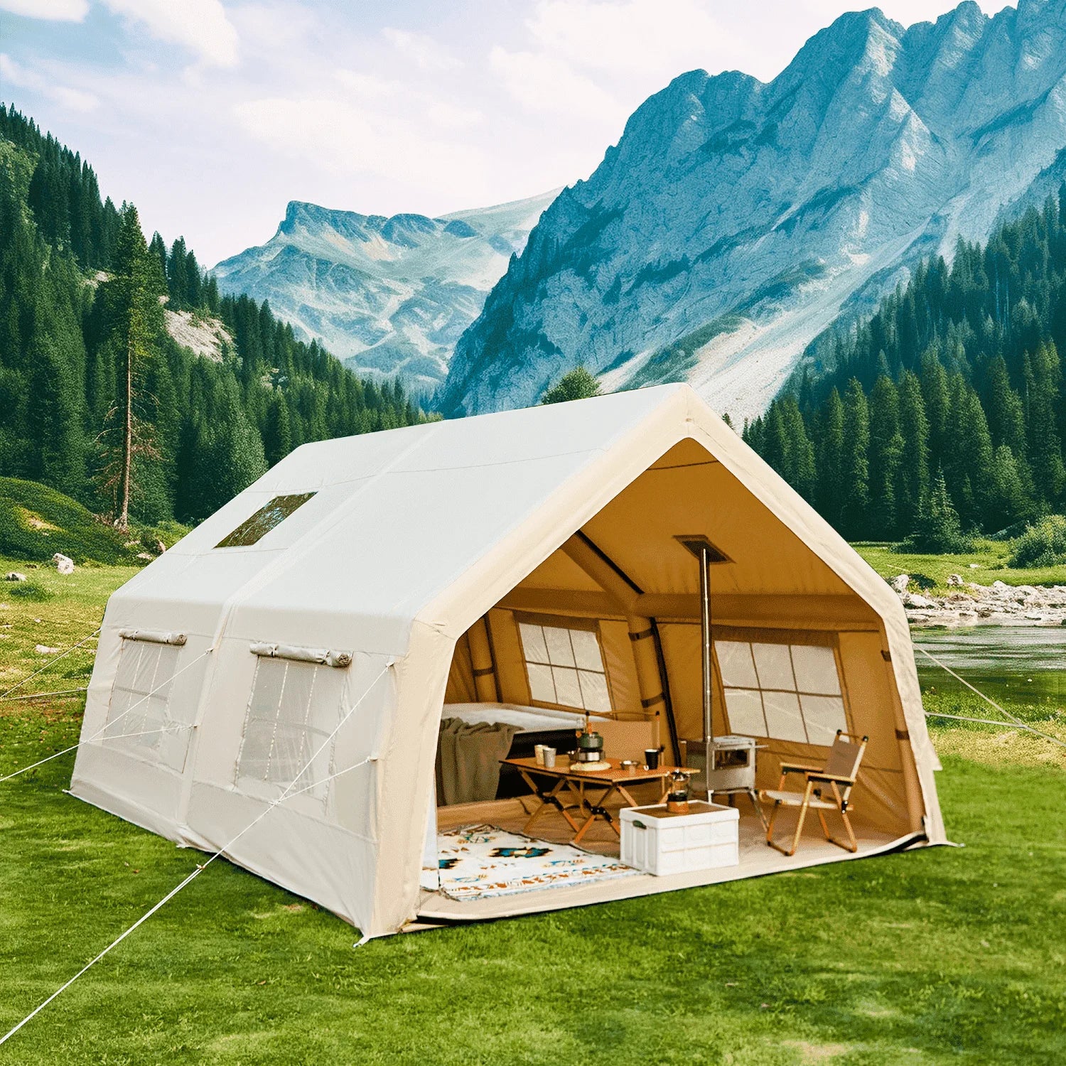 RICHRYCE 12-15 Person Inflatable Camping Tent with Carrying Bag