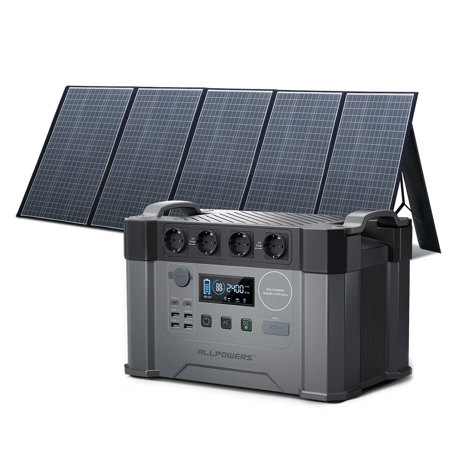 S2000 Solar Generator 1500Wh / 2000W with 400W Portable Solar Panel, Portable Power Station for Home Backup Outdoors