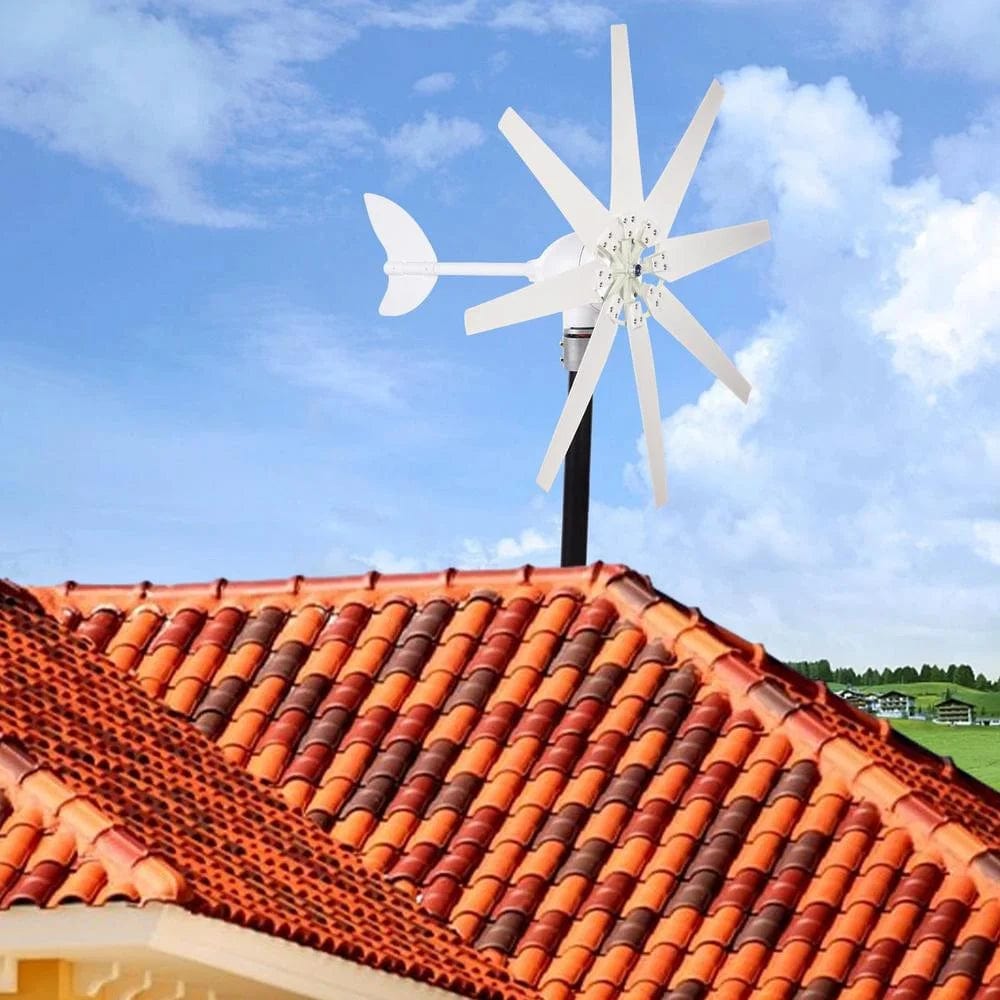 Vertical Axis Wind Turbine Wind Generators 12000W Silent Wind Turbine Generator Kit Small Wind Turbines IP66 Waterproof Efficient Energy for Home Modern