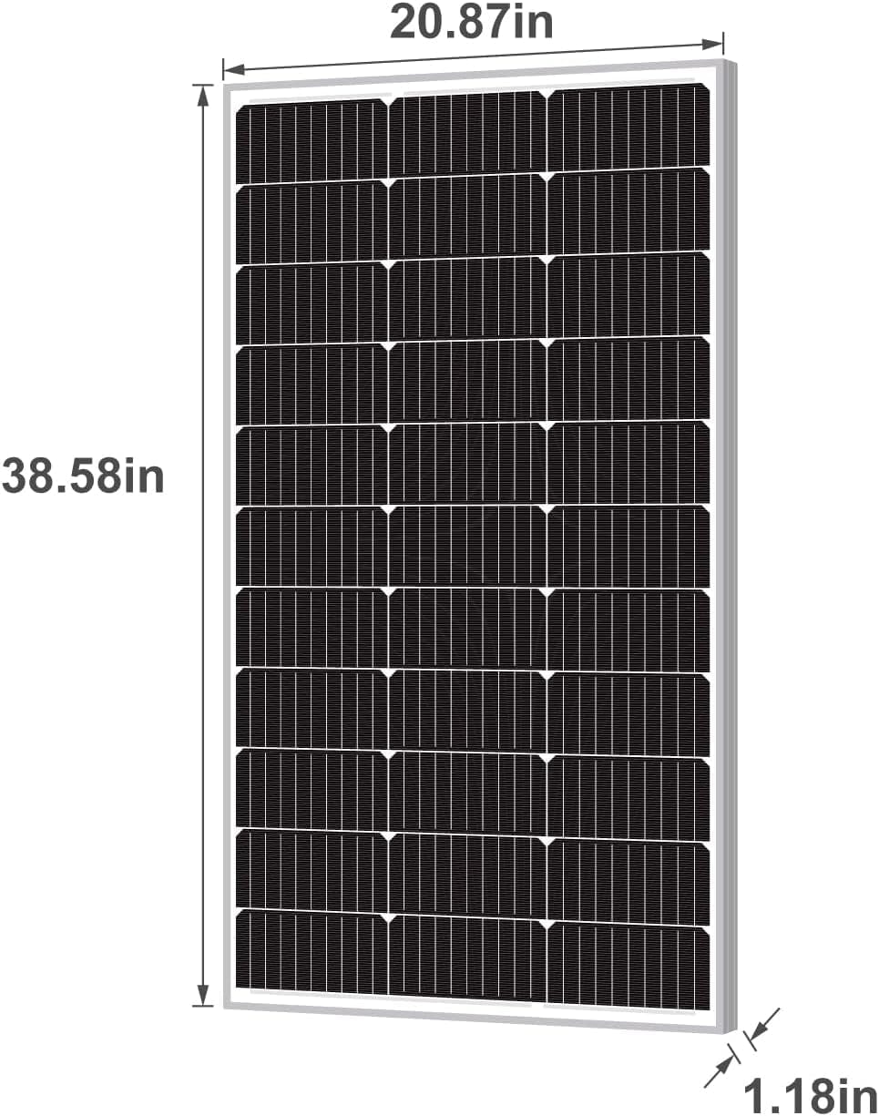 100 Watts Monocrystalline 100W 12V Solar Panel High Efficiency Mono Module RV Marine Boat off Grid