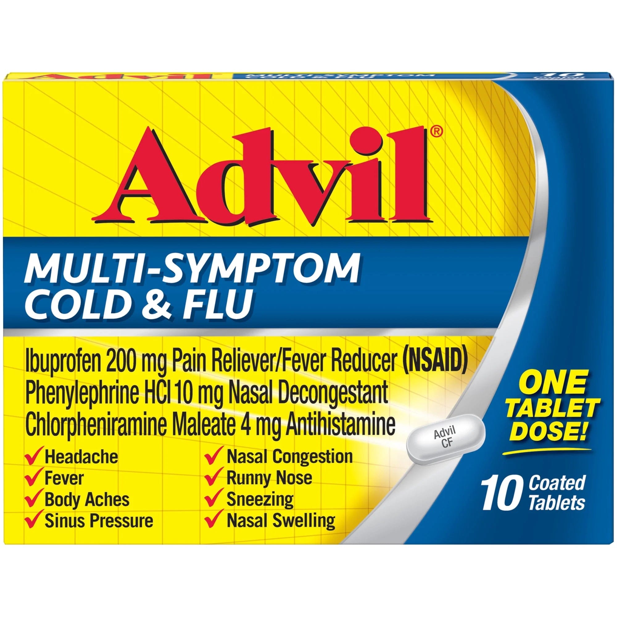 Multi-Symptom Cold & Flu, Pain & Fever Reducer (10 Ct)