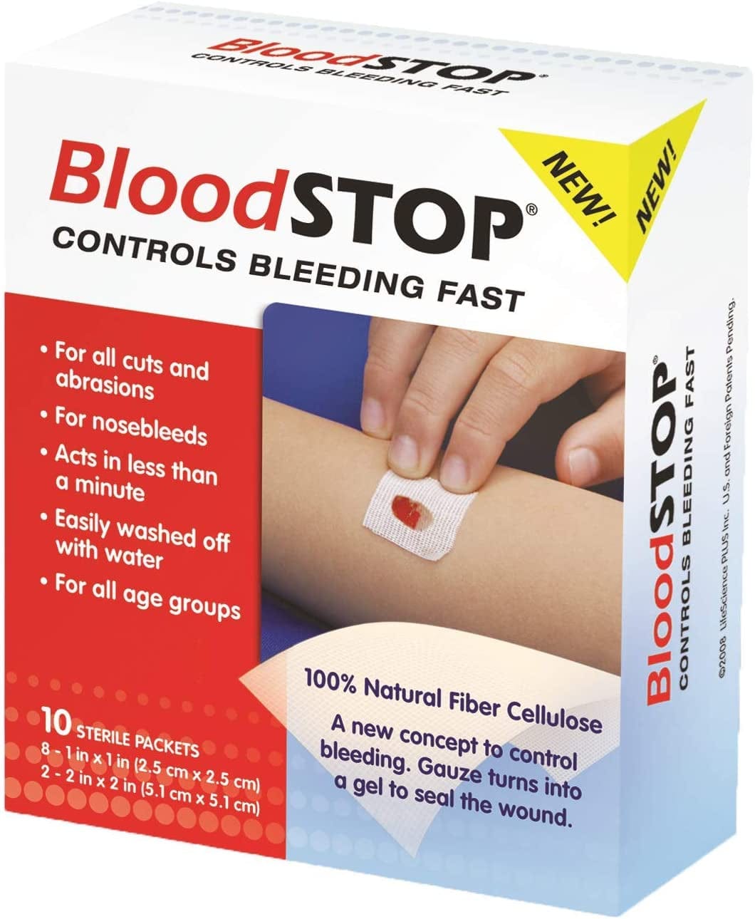 Bloodstop Hemostatic Dressing Controls Bleeding Fast10 Count
