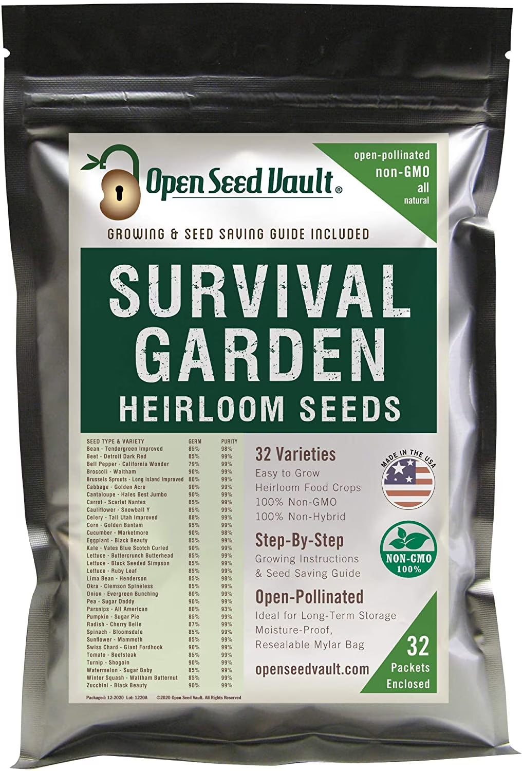 15000 Heirloom Vegetable & Fruit Seeds (32 Pack), Non-Gmo Organic