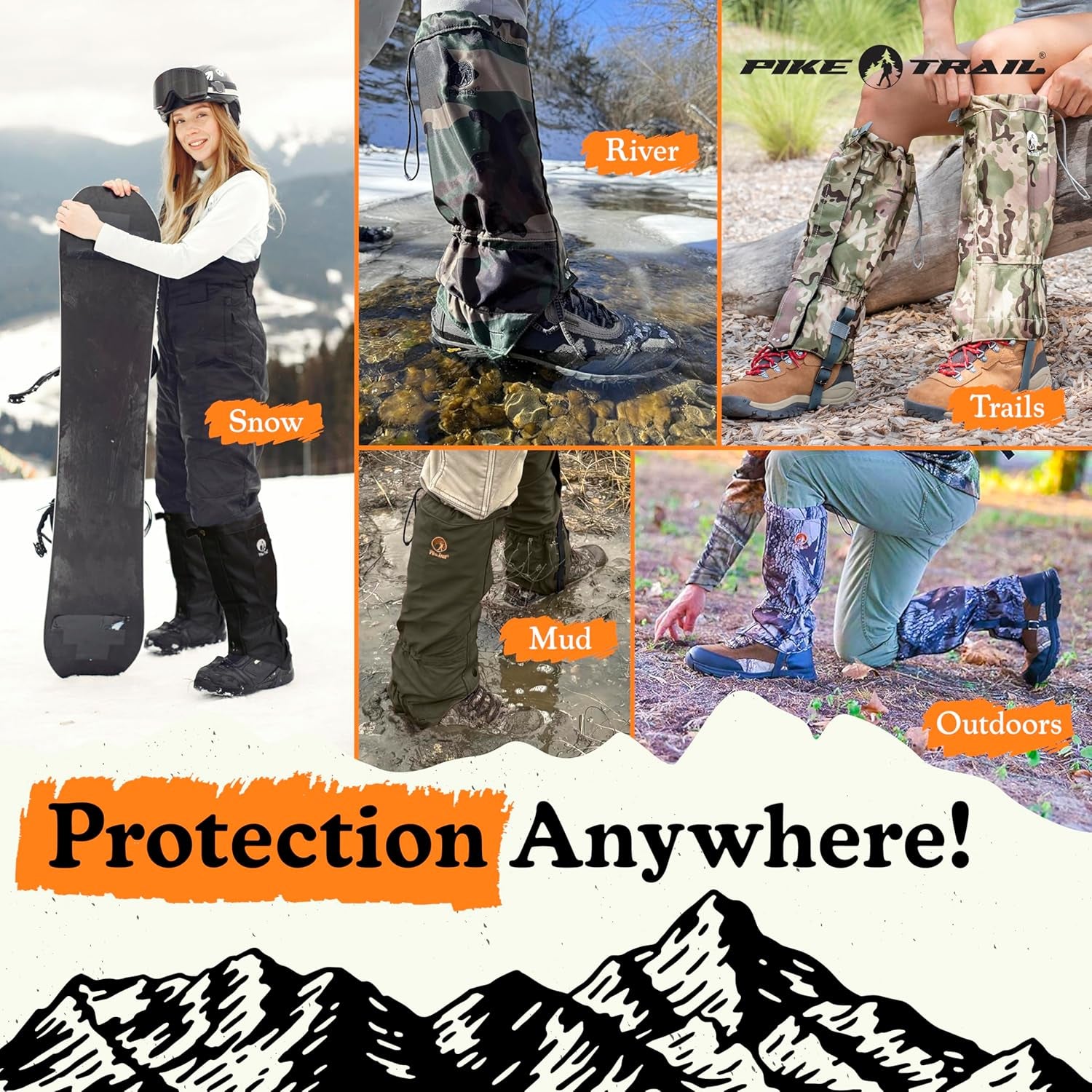 Adjustable Leg Gaiters - Lightweight, Waterproof - Leg Guards for Men & Women - Hiking Essentials Ideal for Hunting, Trekking & Fishing - 1 Pair