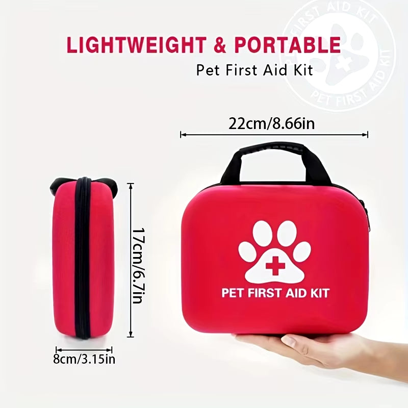 61Pcs Portable EVA Emergency Dog ​​And Cat Pet First Aid Kit Set for Outdoor Travel and Camping with Medical Supplies