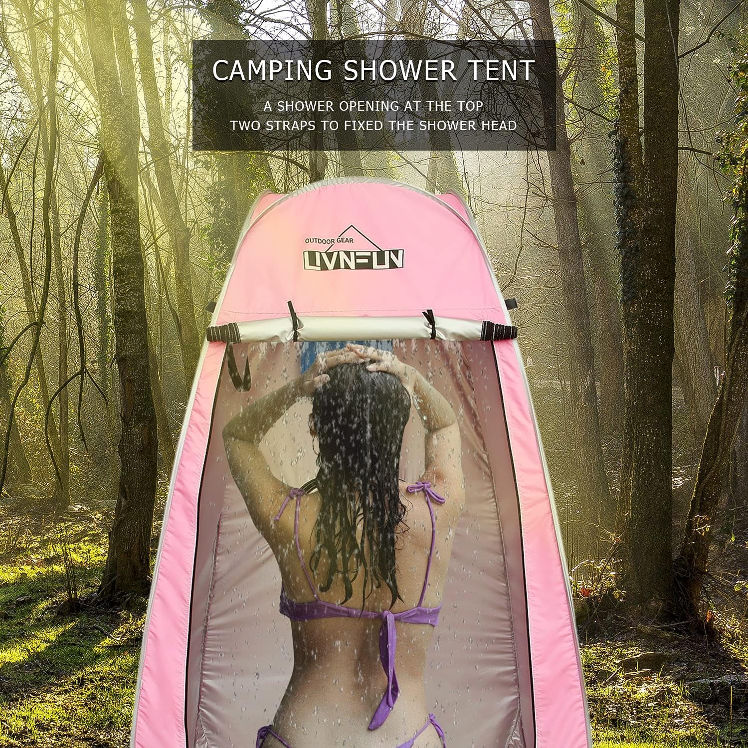 Privacy Shower Tent – Pop up Changing Tent Camping Shower Toilet Tent Portable Shelters Room 6.2 FT Tall