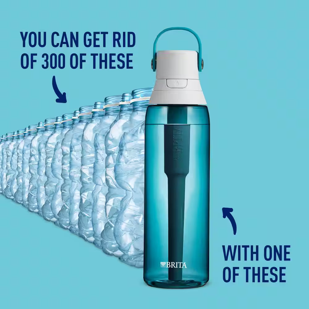 Premium 26 Oz. Filtering Water Bottle with BPA Free in Sea Glass Blue