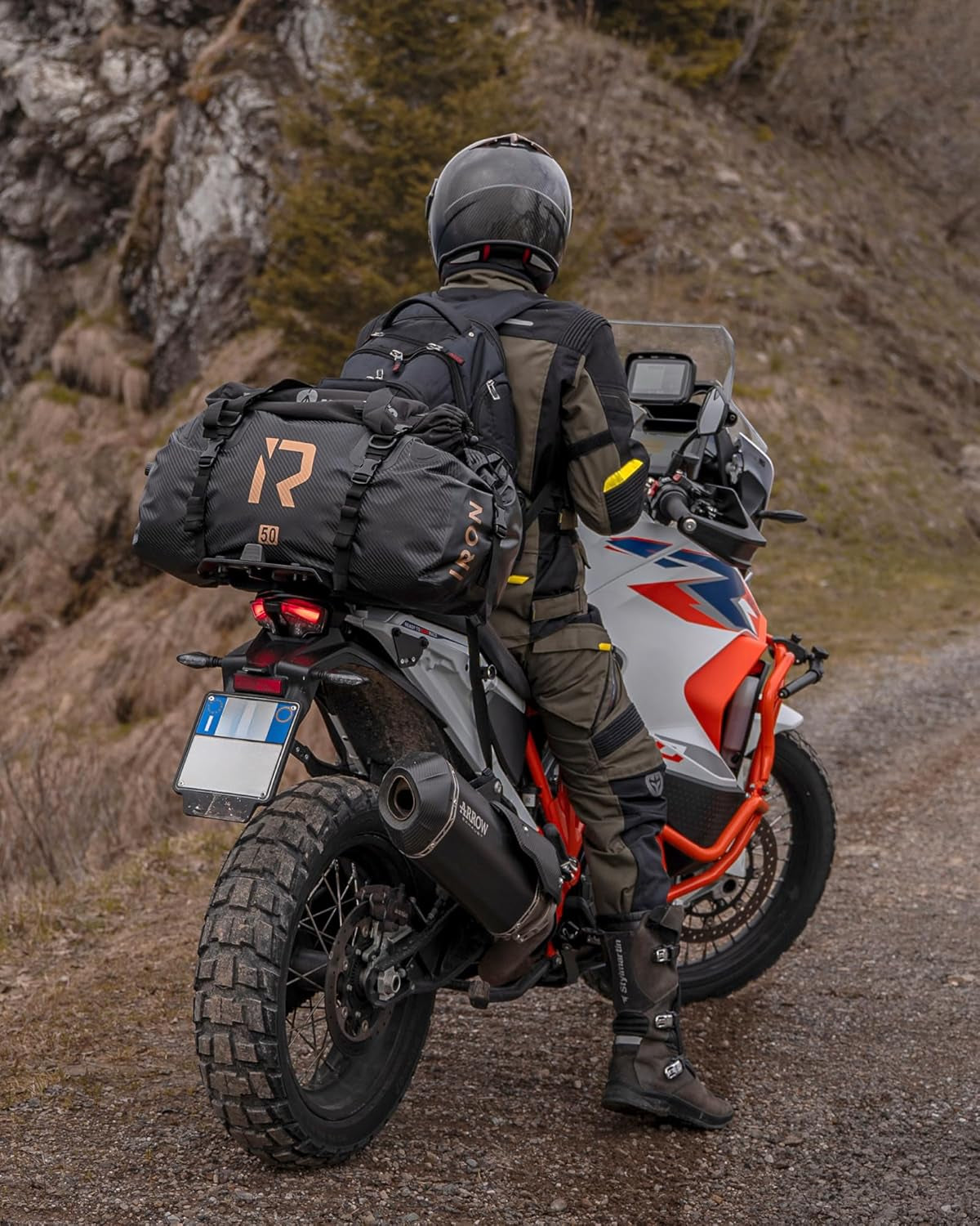 Motorcycle Dry Bag - Waterproof Duffle & Luggage Tail Bag Saddle Bags with Roll Top Closure, Shoulder Straps, Inner Pocket and Mesh Pocket (Black, 30L)