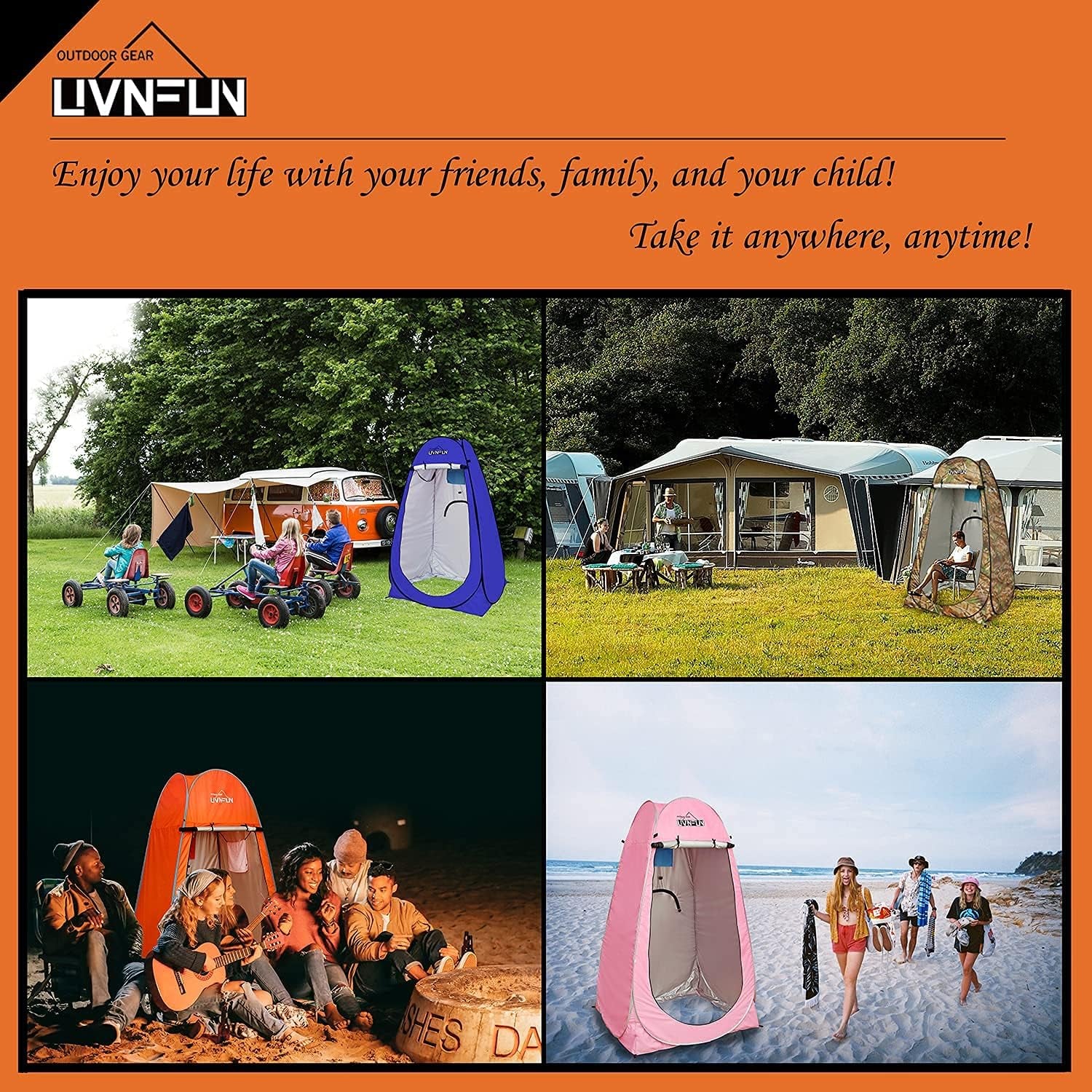 Privacy Shower Tent – Pop up Changing Tent Camping Shower Toilet Tent Portable Shelters Room 6.2 FT Tall