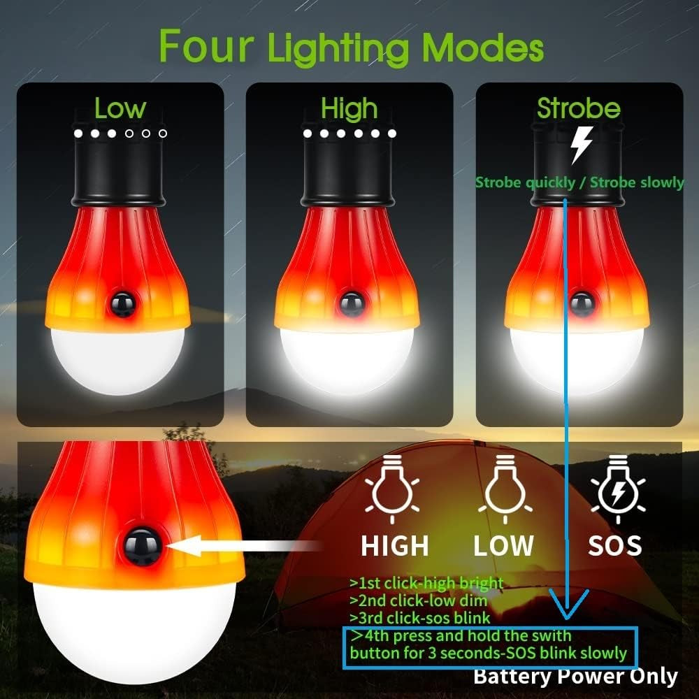 LED Camping Light [2 Pack or 4 Pack] Portable LED Tent Lantern 4 Modes for Backpacking Camping Hiking Fishing Emergency Light Battery Powered Lamp for Outdoor and Indoor