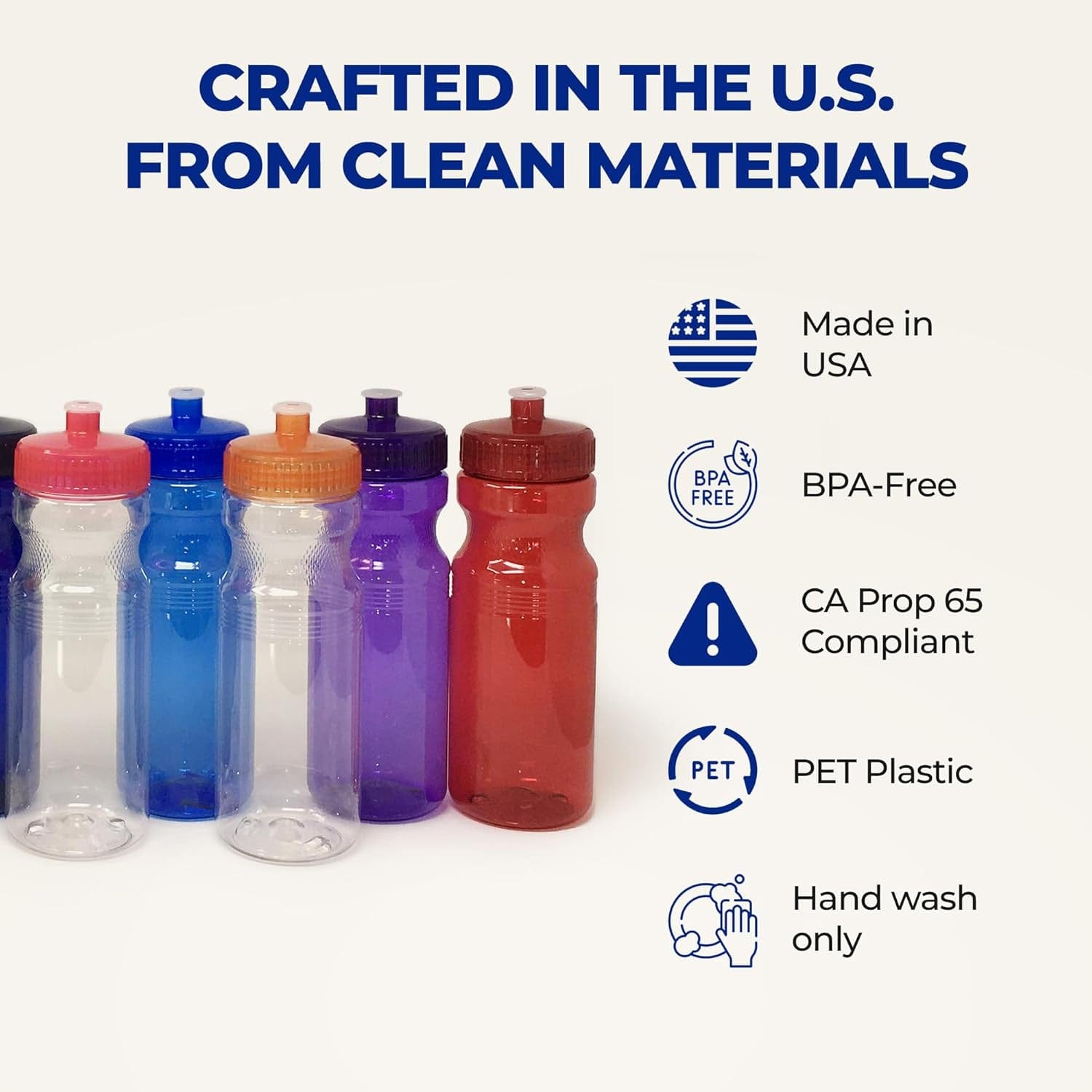 Bpa-Free 24 Ounce Water Bottles, Bulk 30 Pack, Made in USA