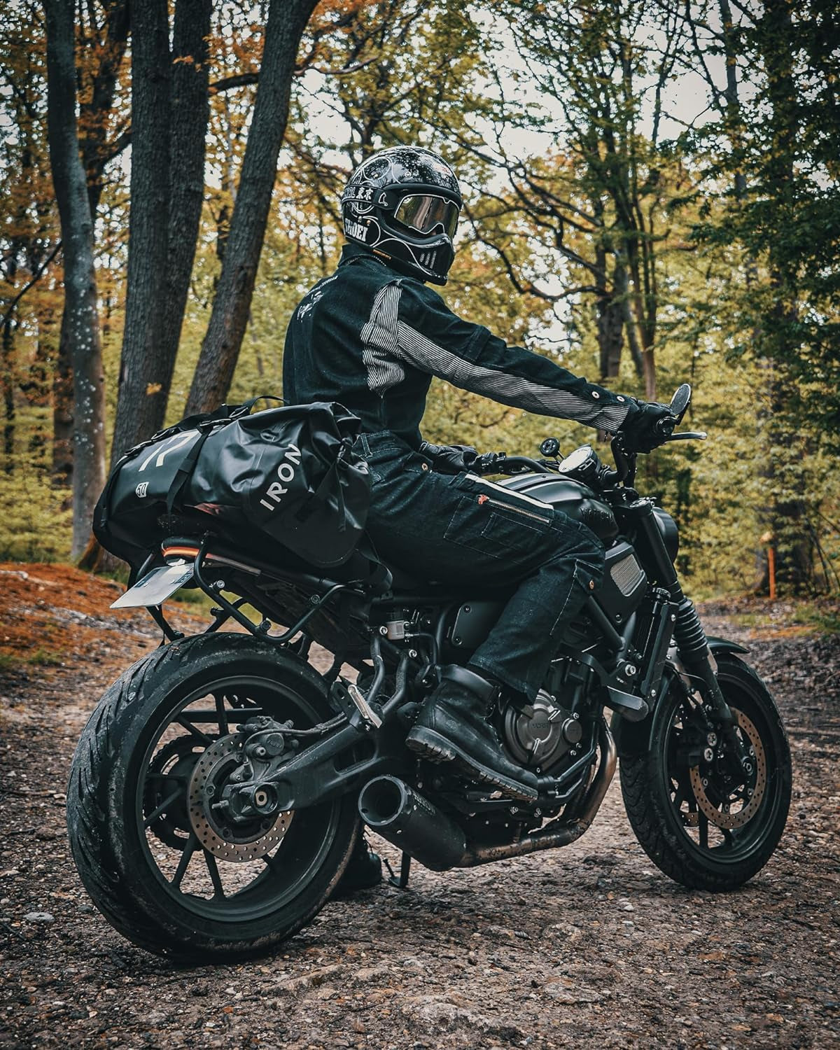 Motorcycle Dry Bag - Waterproof Duffle & Luggage Tail Bag Saddle Bags with Roll Top Closure, Shoulder Straps, Inner Pocket and Mesh Pocket (Black, 30L)