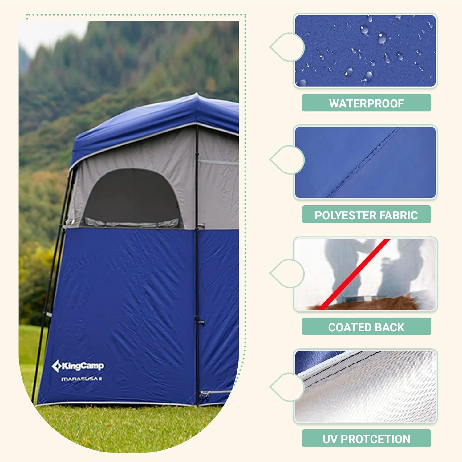 Shower Tent, Large Portable 1/2 Room Dressing, Toilet and Changing Tents with Shower Bag & Floor for Camping & Travel