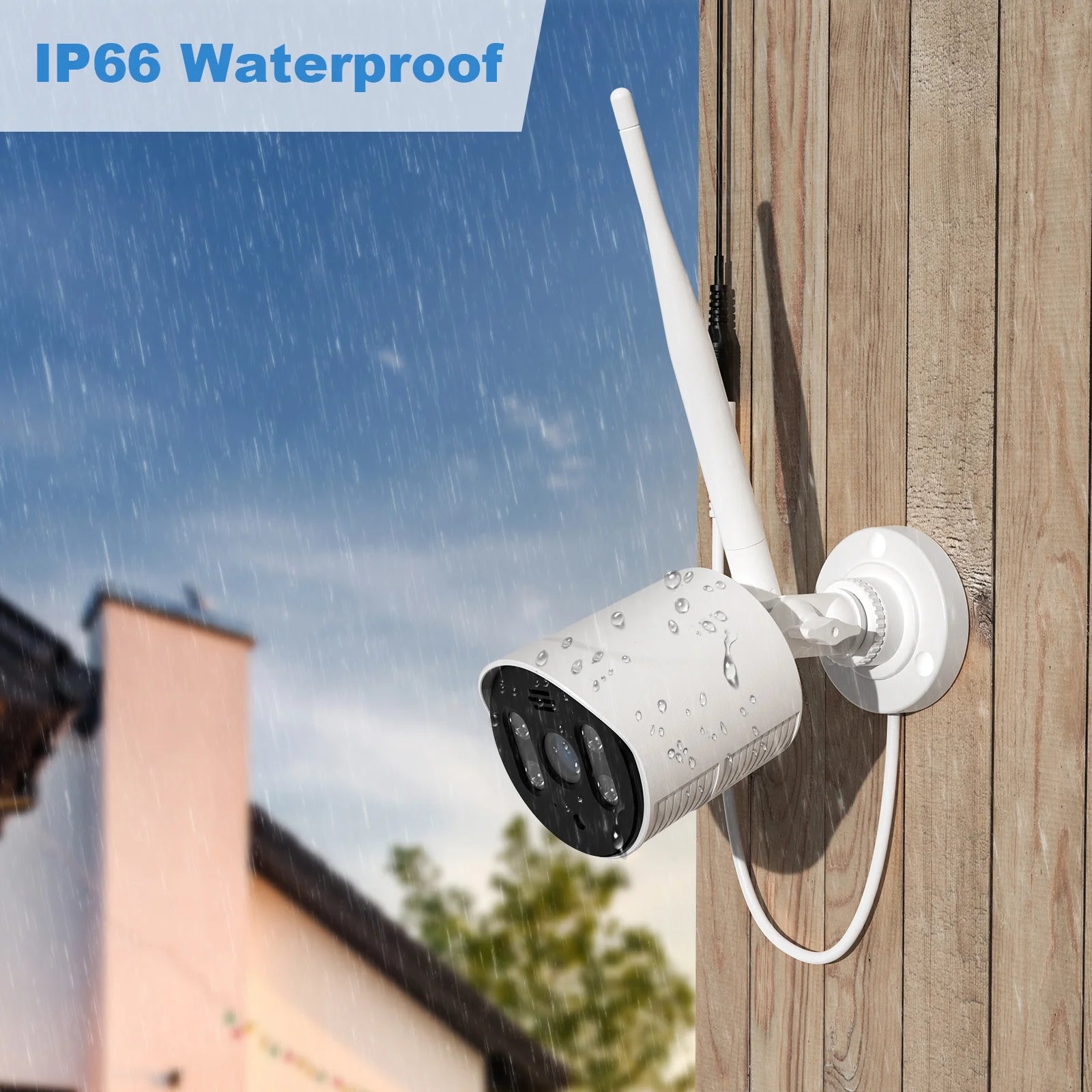 4Pcs Wireless Security Camera System, 8CH 3MP NVR, 1080P Surveillance Cameras with Color Night Vision, IP66 Waterproof, Outdoor Camera, Wi-Fi APP Control, No HDD