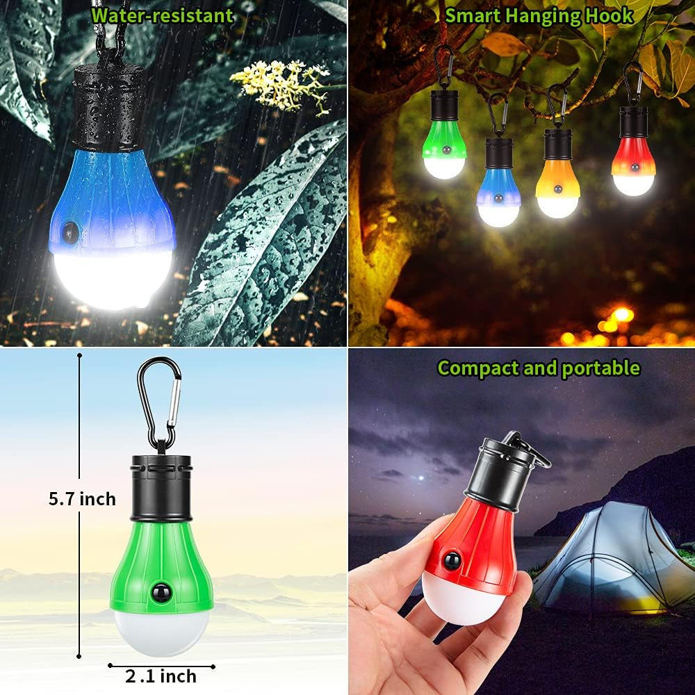 LED Camping Light [2 Pack or 4 Pack] Portable LED Tent Lantern 4 Modes for Backpacking Camping Hiking Fishing Emergency Light Battery Powered Lamp for Outdoor and Indoor