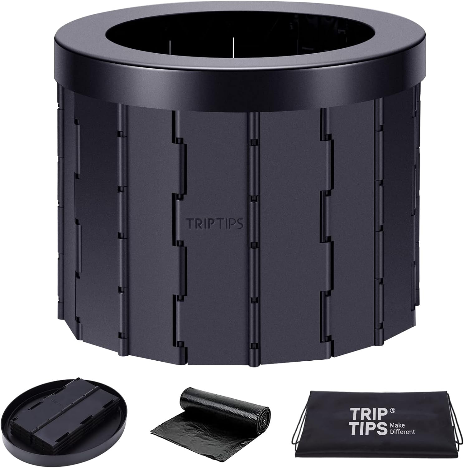 Portable Toilet for Car Travel, Camping, Adults - Folding Bucket Potty, Waterproof for Boat/Hiking/Long Trips