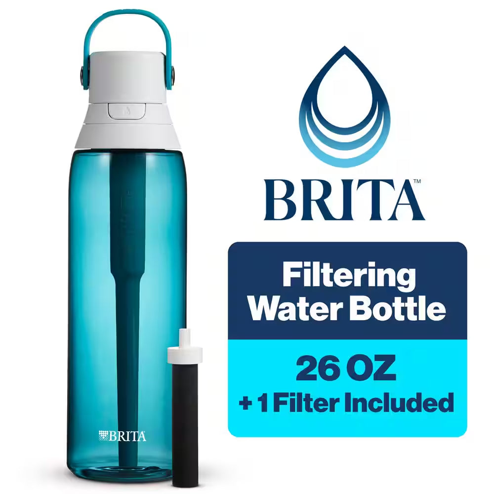 Premium 26 Oz. Filtering Water Bottle with BPA Free in Sea Glass Blue