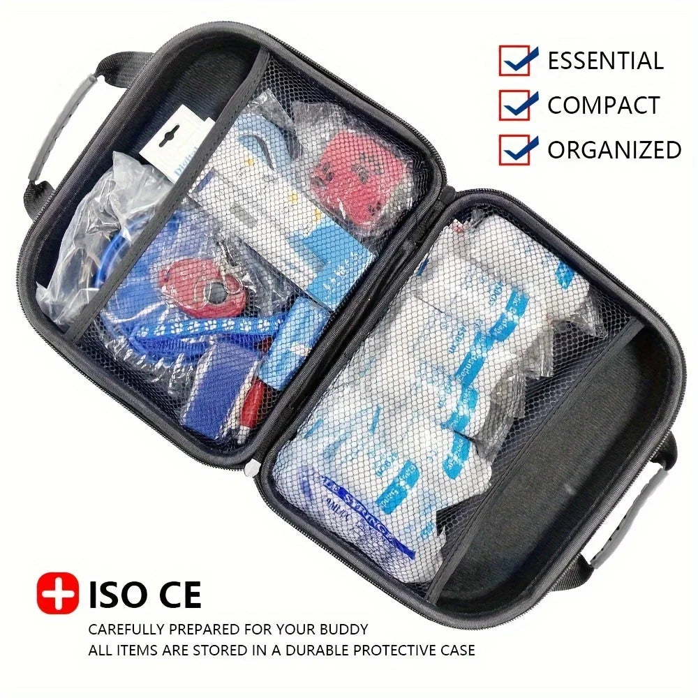 61Pcs Portable EVA Emergency Dog ​​And Cat Pet First Aid Kit Set for Outdoor Travel and Camping with Medical Supplies