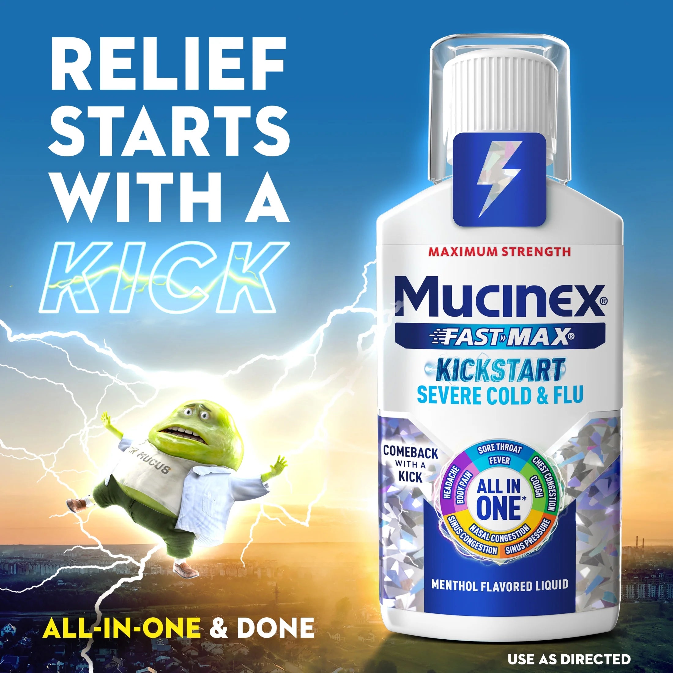 Fast-Max Kickstart Severe Cold & Flu & Nighttime Severe Cold & Flu Liquid Medicine, 2X6 Fl Oz