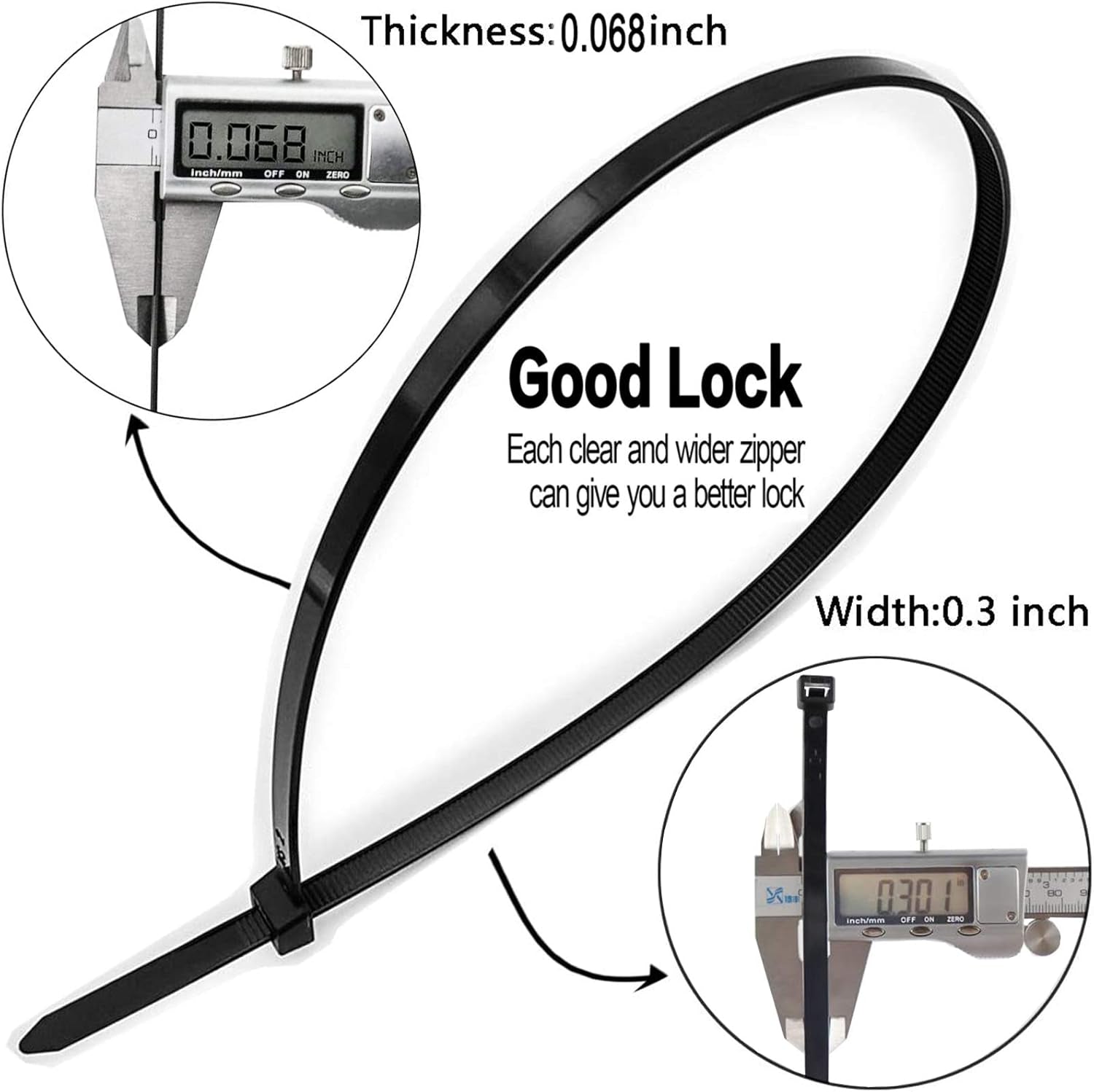 Zip Ties Heavy Duty 24 Inch，Strong Large Black Zip Ties with 175 Pounds Tensile Strength, Durable Long Tie Wraps, Indoor and Outdoor Nylon Zip Tie UV Resistant, Premium Long Cable Ties ，45 Pack
