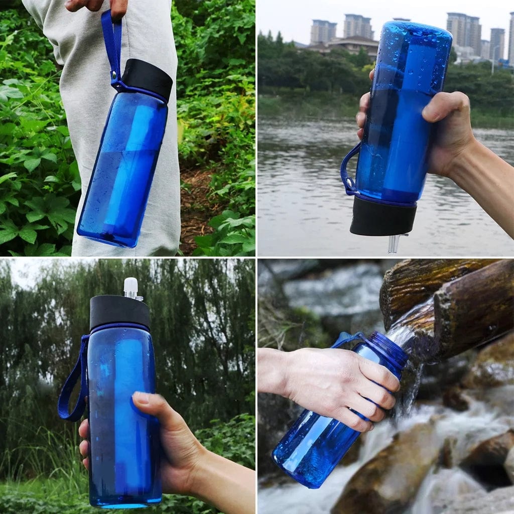 650Ml Camp Survival Water Filter Filtration Bottle, Sports Water Purifier Bottle