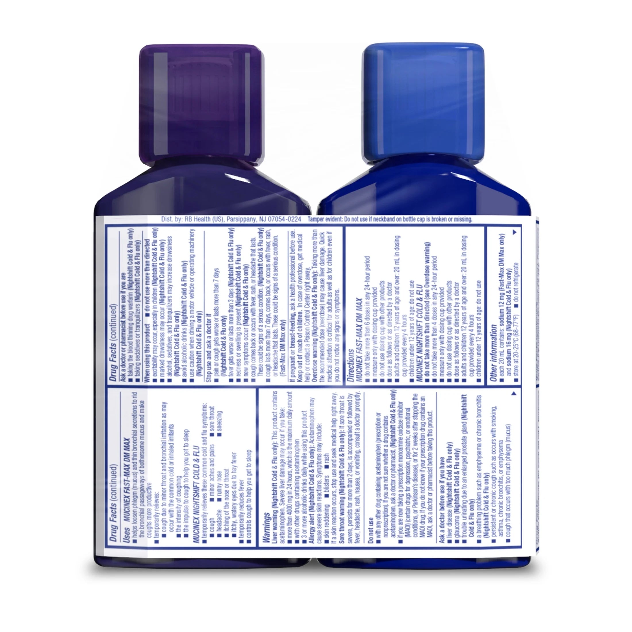Fast-Max DM Max & Nightshift Cold and Flu Medicine, OTC Day/Night Cough Medicine, 2X6 Fl Oz