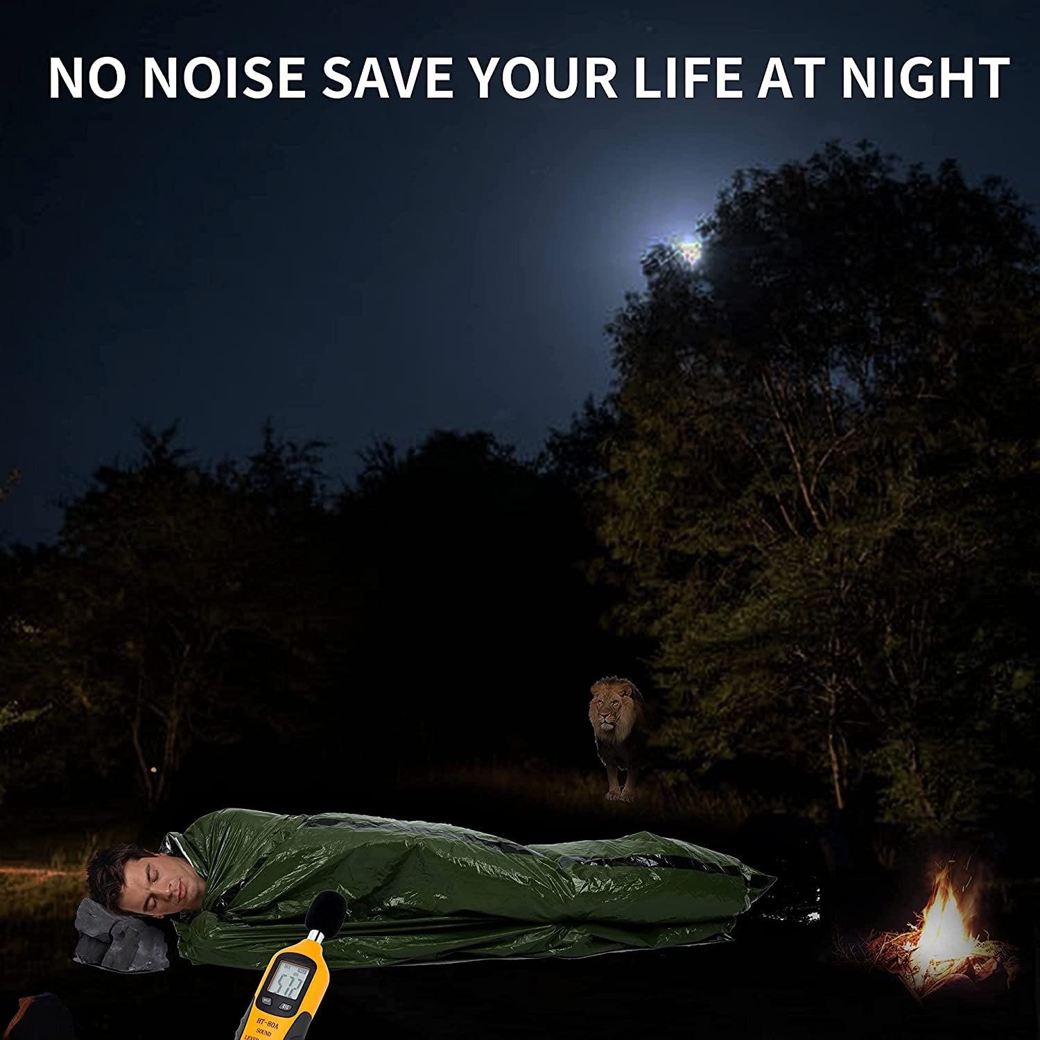 Emergency Sleeping Bag, Compact Survival Bivy Sack Use as Waterproof Thermal Emergency Blanket with Survival Whistle and Carabiner, for Outdoor Adventure(Green,2 Packs)