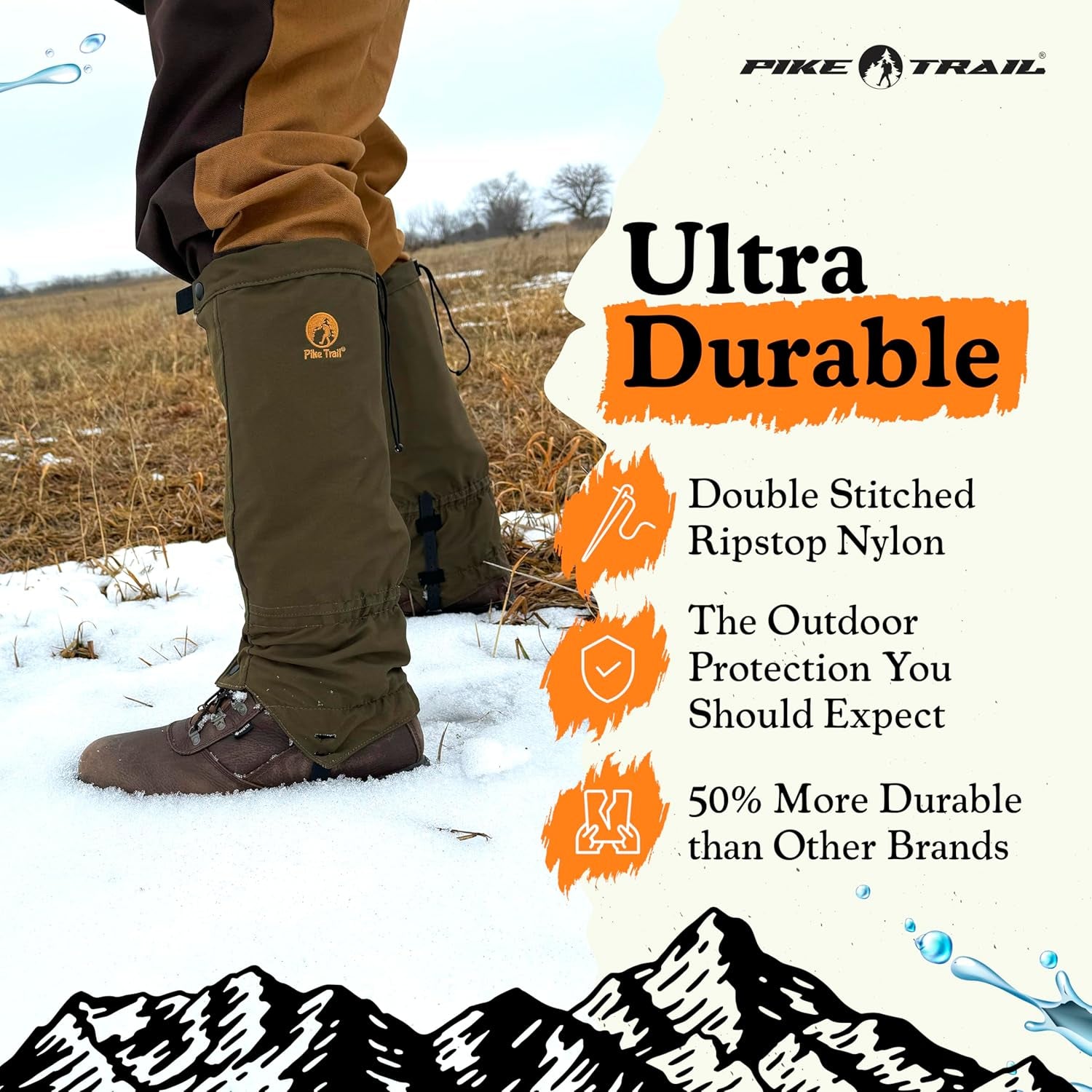 Adjustable Leg Gaiters - Lightweight, Waterproof - Leg Guards for Men & Women - Hiking Essentials Ideal for Hunting, Trekking & Fishing - 1 Pair
