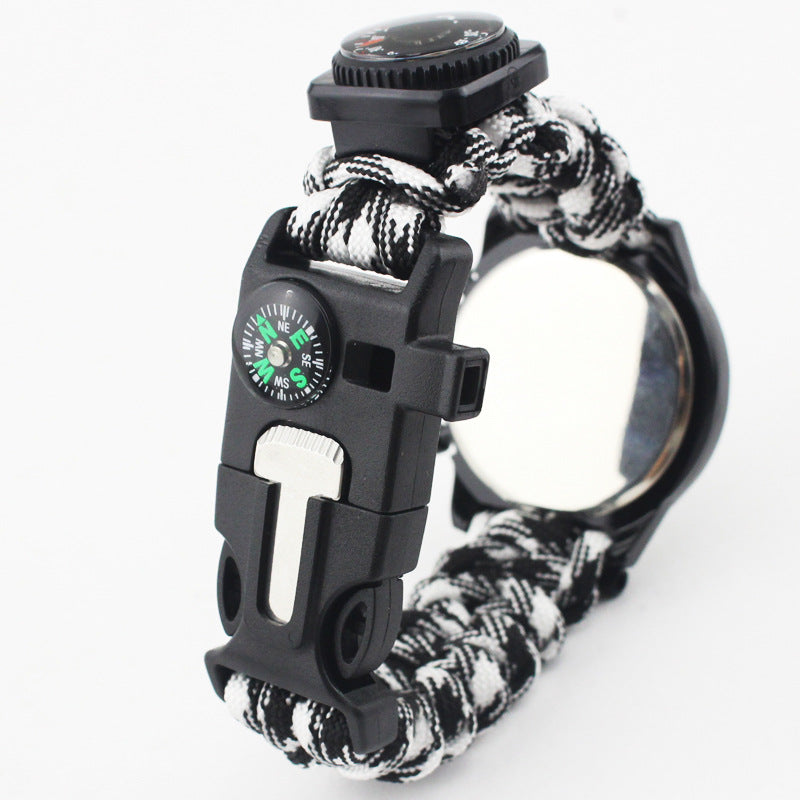 EMAK Survival Watch Camping Outdoor Medical Multi-Functional Compass Thermometer Rescue Paracord Wristband Equipment Tools Kit