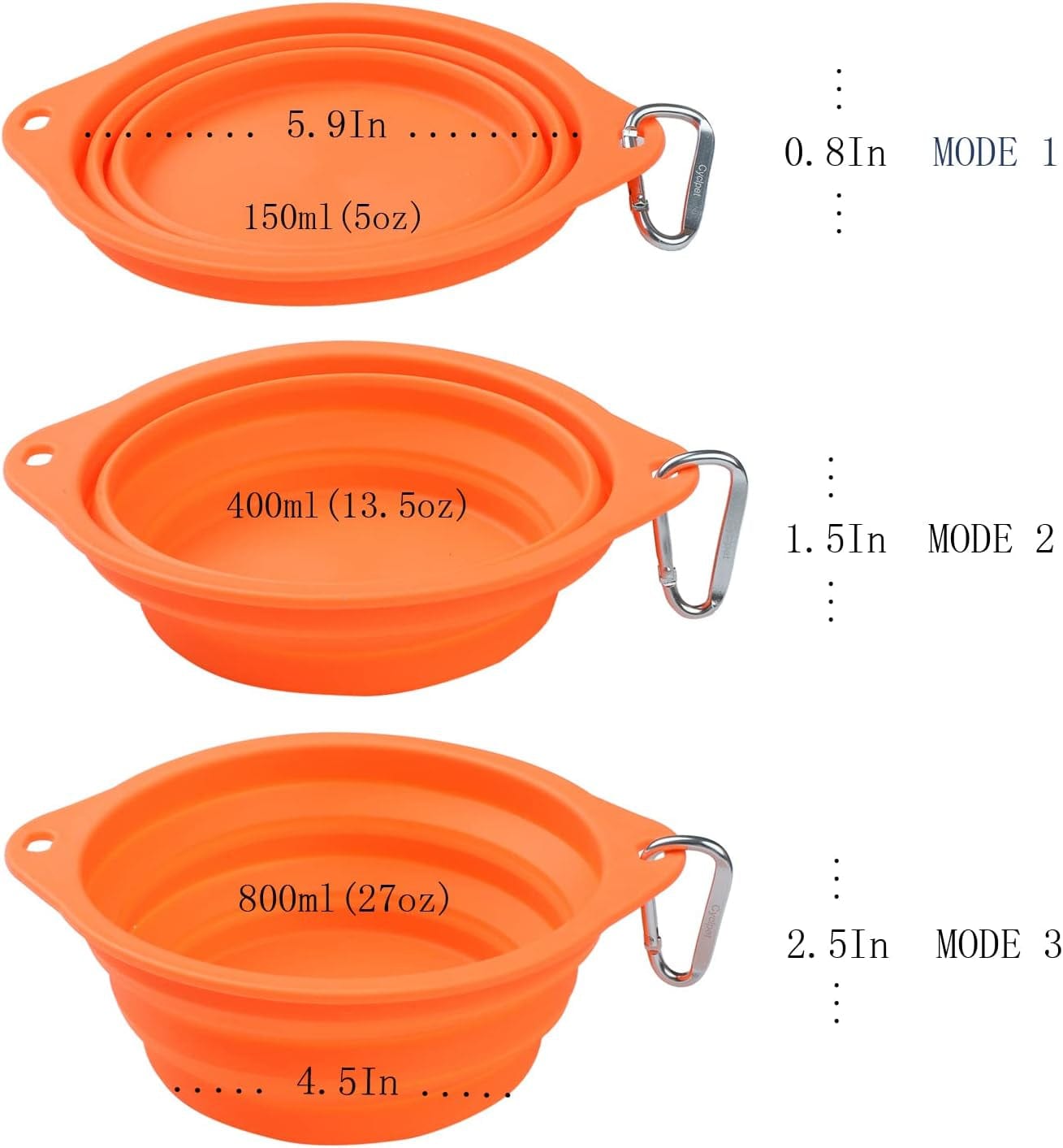 Advanced Collapsible Dog Bowl, Portable Foldable Water Food Bowls with Carabiner Clip for Outdoor,Walking, Traveling,Hiking,Jogging (4 Pack) (Blue,Orange)