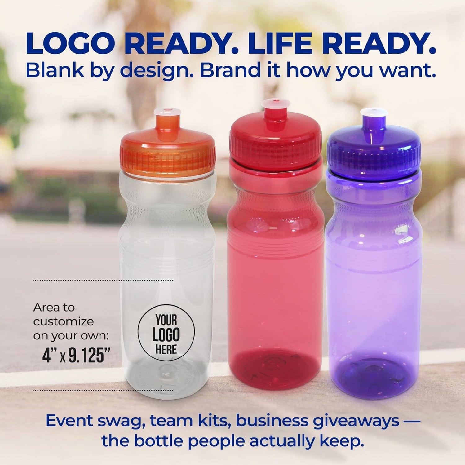 Bpa-Free 24 Ounce Water Bottles, Bulk 30 Pack, Made in USA
