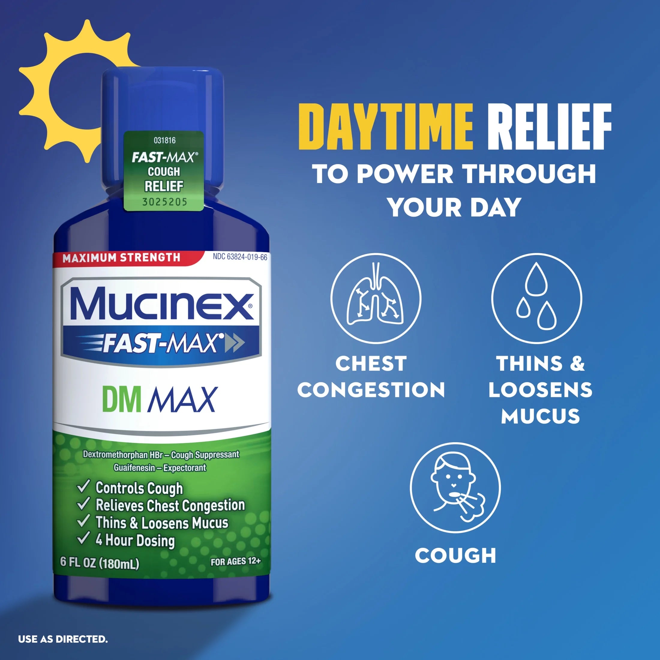 Fast-Max DM Max & Nightshift Cold and Flu Medicine, OTC Day/Night Cough Medicine, 2X6 Fl Oz