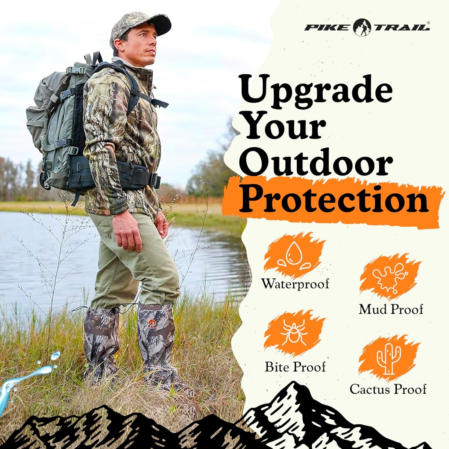 Adjustable Leg Gaiters - Lightweight, Waterproof - Leg Guards for Men & Women - Hiking Essentials Ideal for Hunting, Trekking & Fishing - 1 Pair