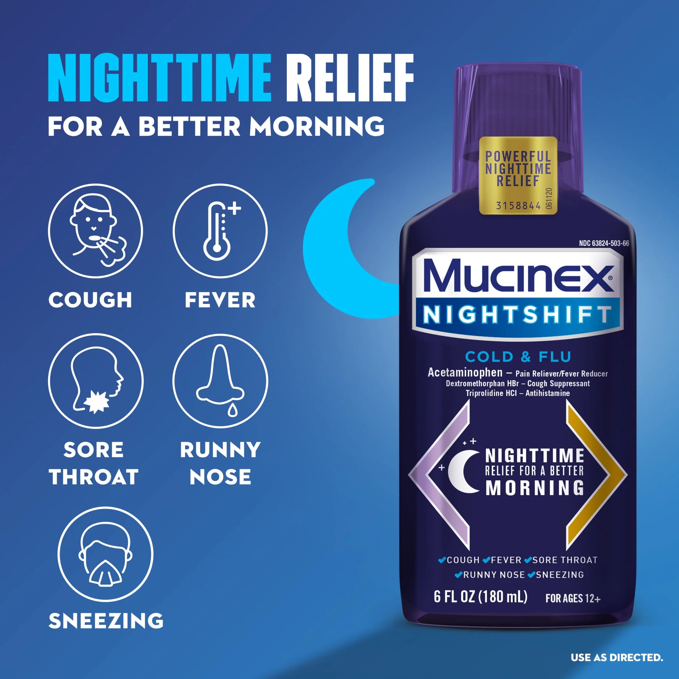 Fast-Max DM Max & Nightshift Cold and Flu Medicine, OTC Day/Night Cough Medicine, 2X6 Fl Oz