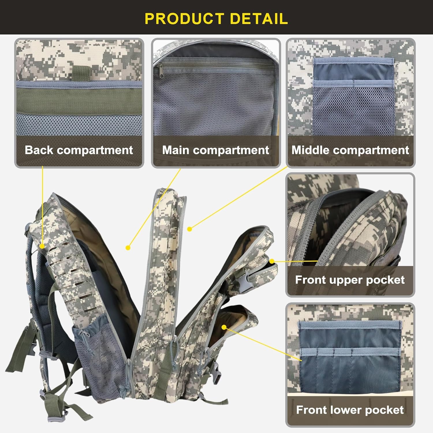45L Military Tactical Backpack for Men and Women Army 3 Day Assault Pack Bag Large Rucksack with Molle System