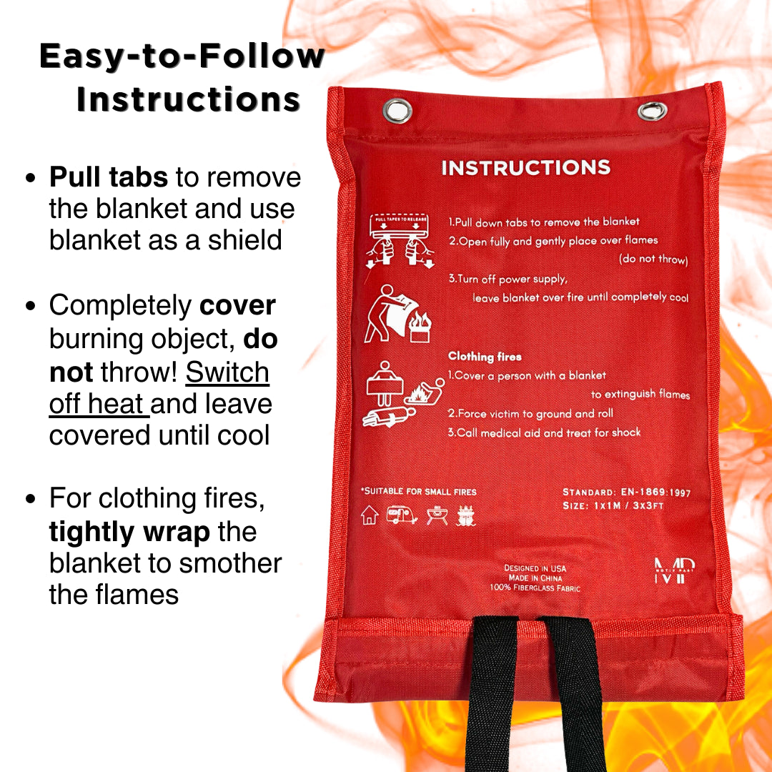 Fire Blanket Emergency Survival Kit Pack Size 40"X40" Safety Blanket