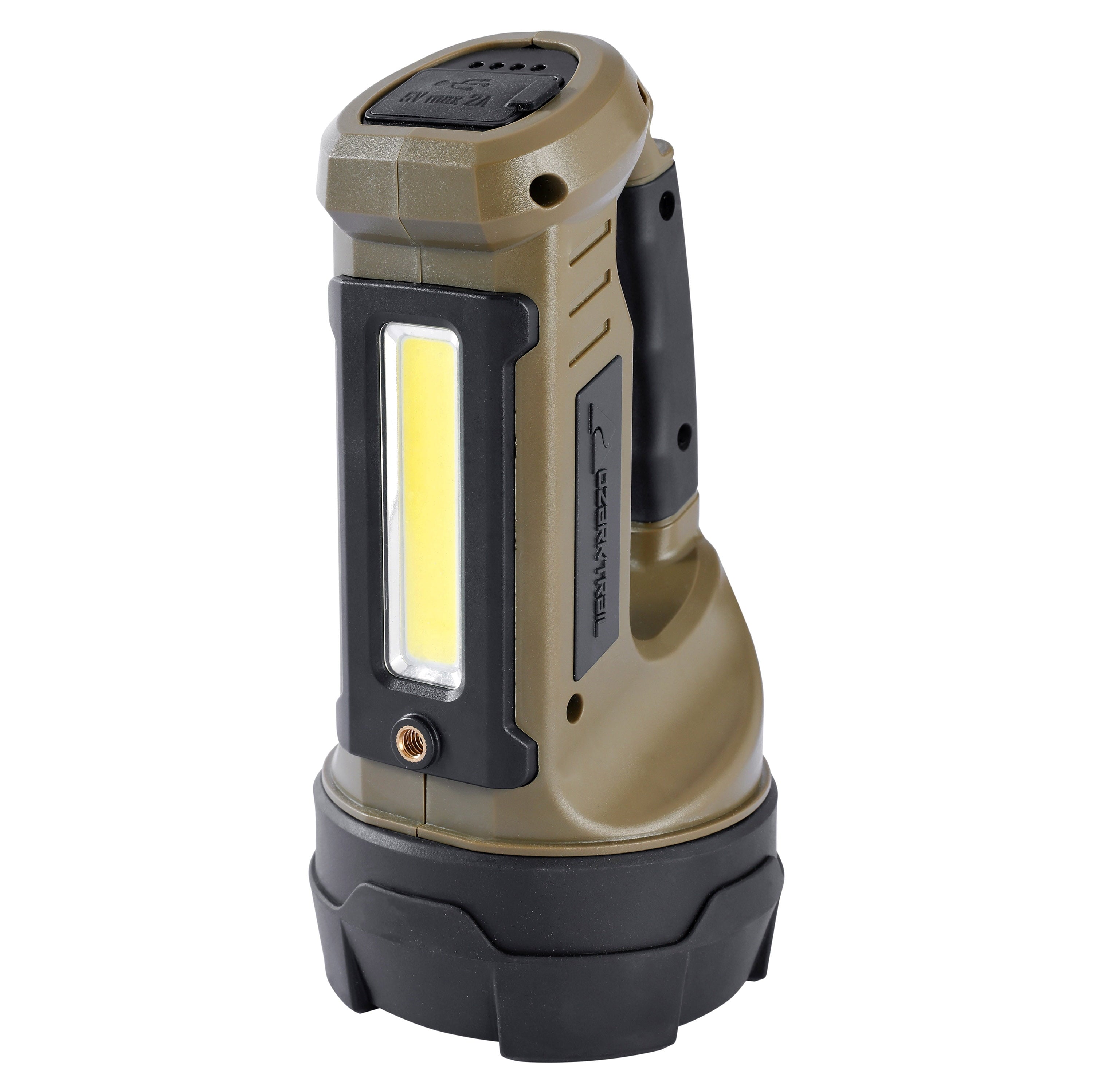 LED 2000 Lumen Dual Source Rechargeable Flashlight, with 5000 Mah Power Bank, Olive