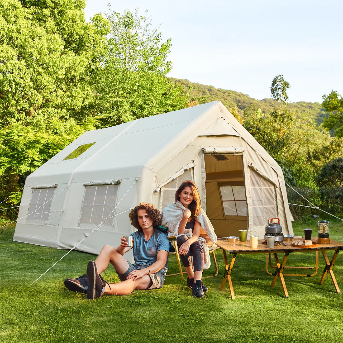 RICHRYCE 12-15 Person Inflatable Camping Tent with Carrying Bag