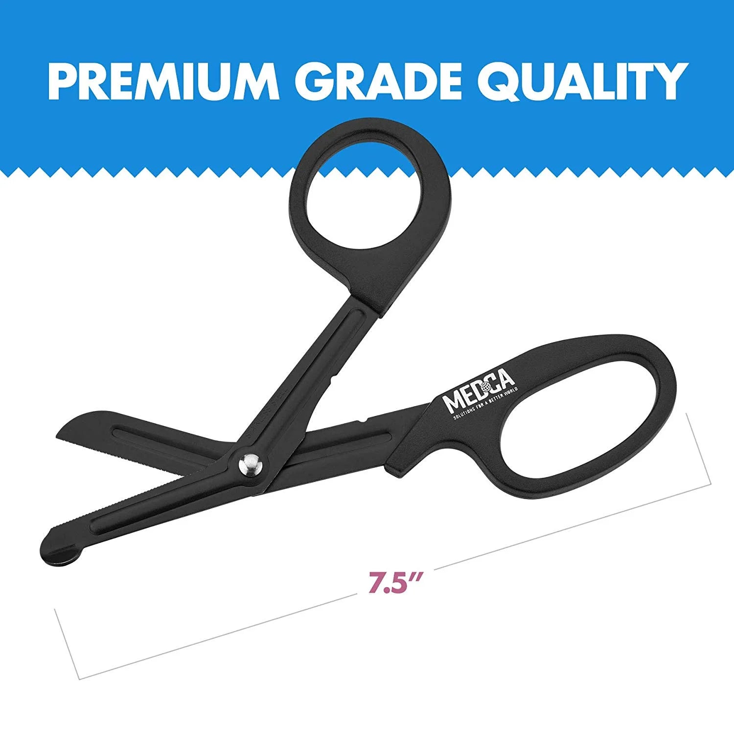7.5" Trauma Shears - Stainless Steel EMT Bandage Scissors, Black
