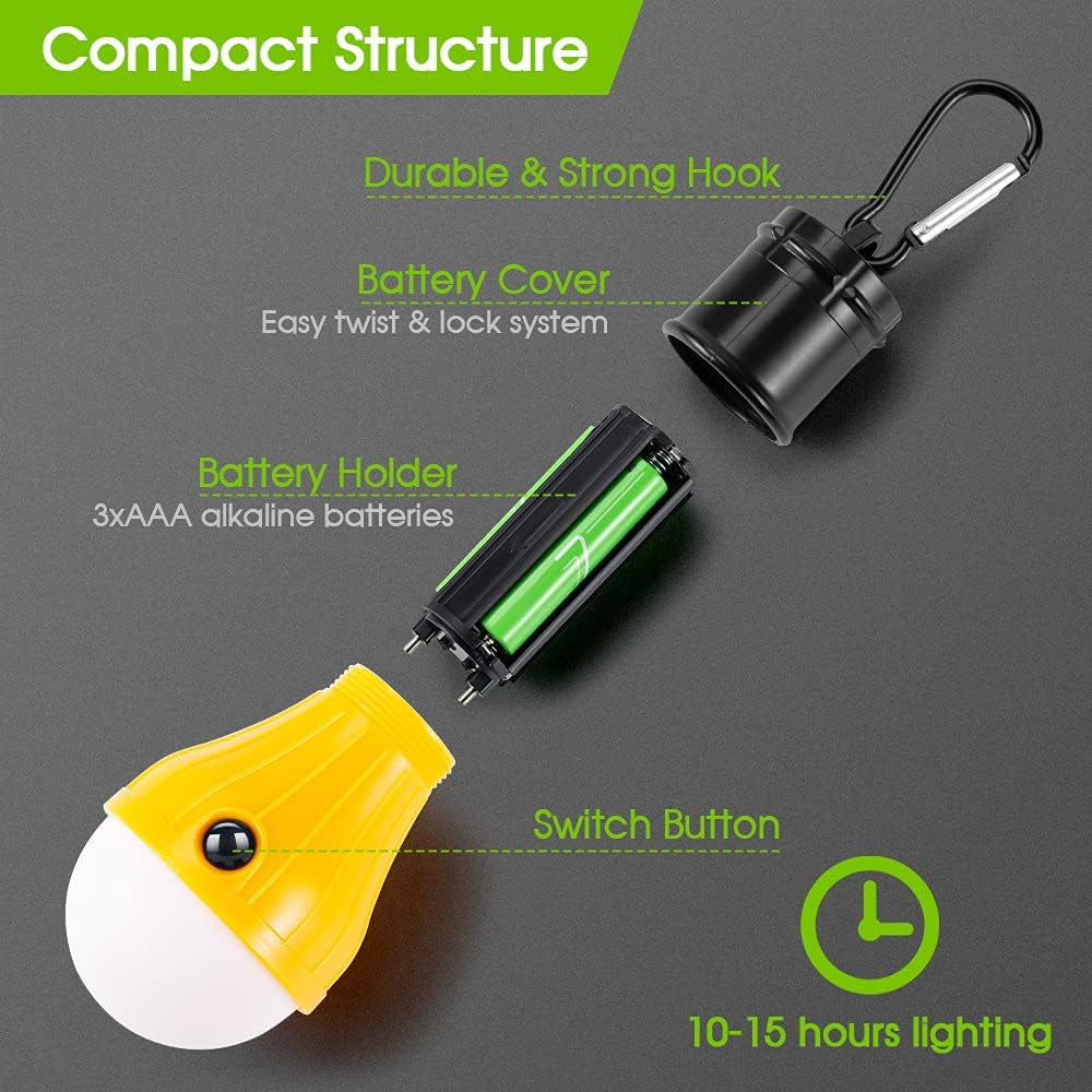 LED Camping Light [2 Pack or 4 Pack] Portable LED Tent Lantern 4 Modes for Backpacking Camping Hiking Fishing Emergency Light Battery Powered Lamp for Outdoor and Indoor