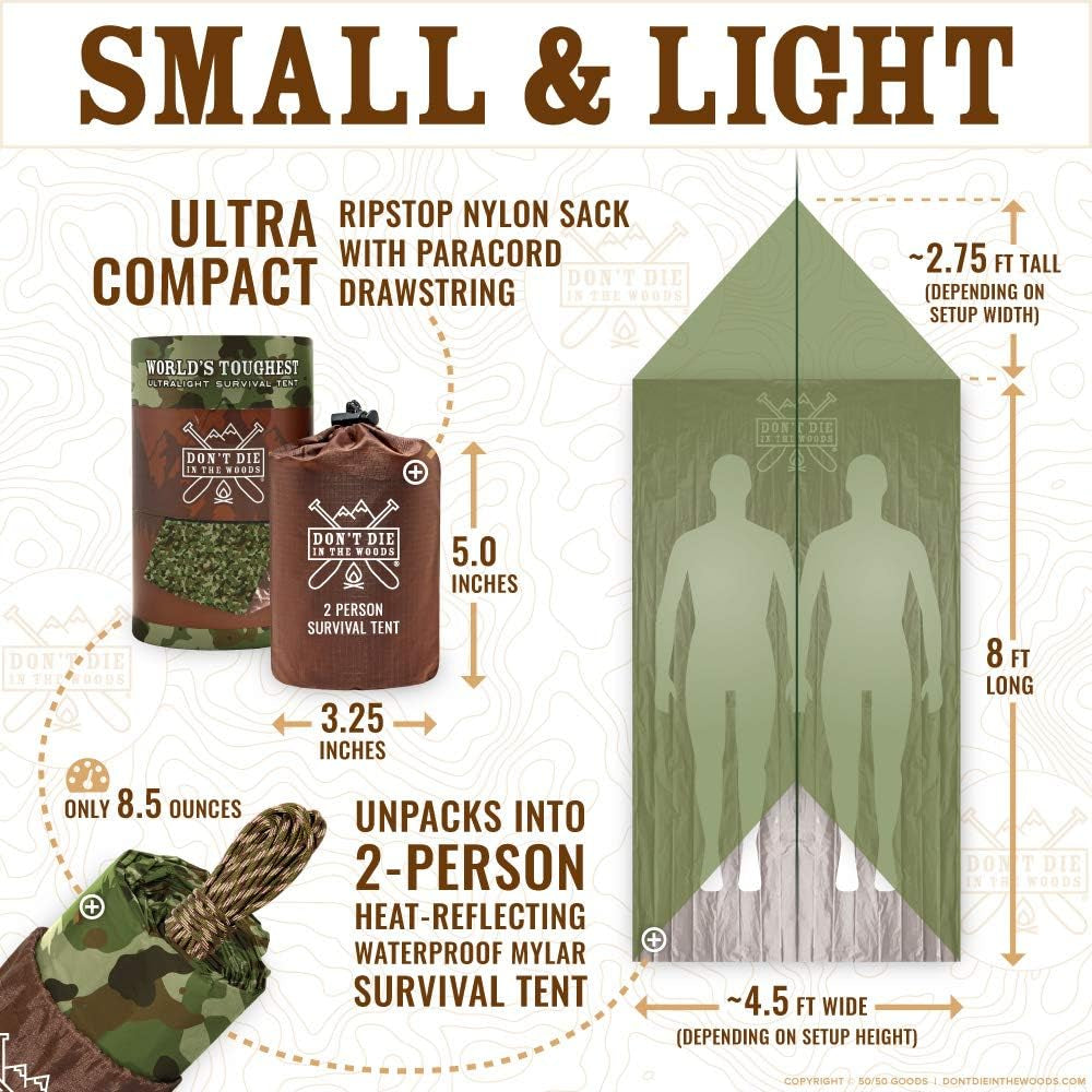 World'S Toughest Ultralight Survival Tent, 2-Person, Mylar Emergency Shelter