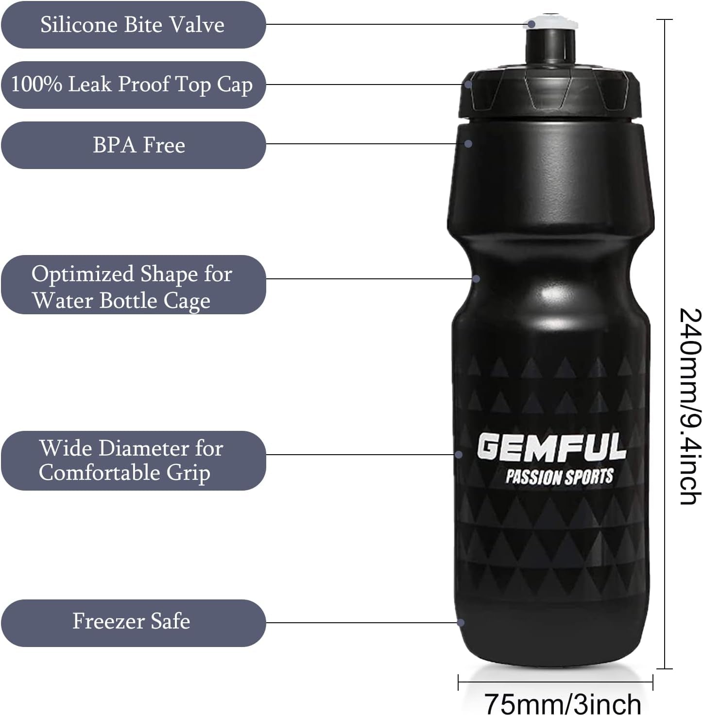 Bike Water Bottle BPA Free 750 Ml 2 Pack
