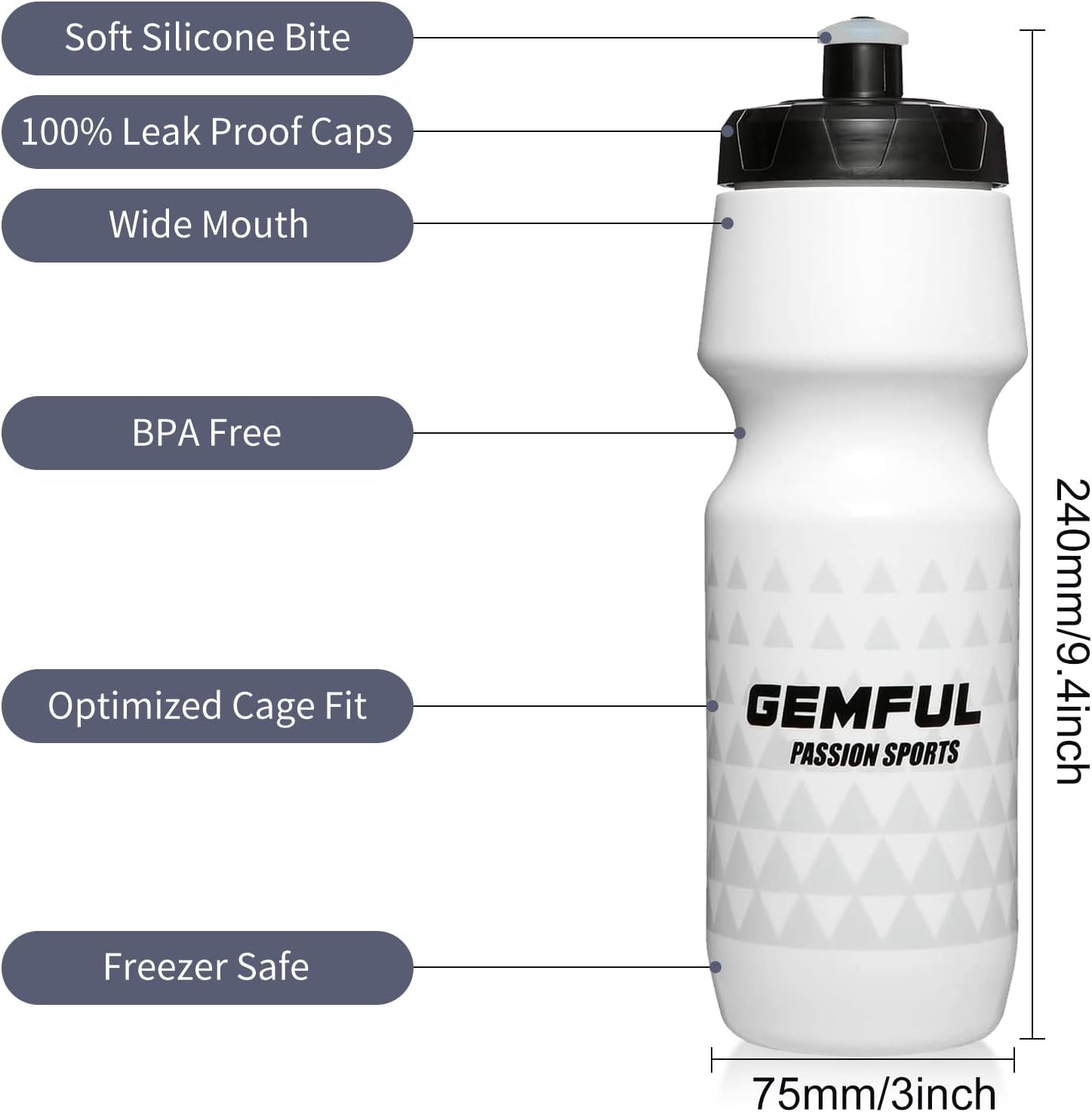 Water Bottle Biking BPA Free 24 Ounce 2 Pack