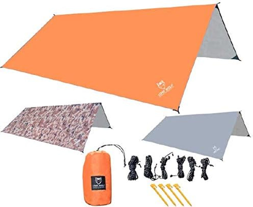 Lone Wolf 10.5' X 10' Lightweight Hammock Rain Fly Tent Tarp Survival Tarp Water Proof Camping Shelter Ripstop Material UV Protection Sand Resistant Beach Blanket Essential Survival Gear