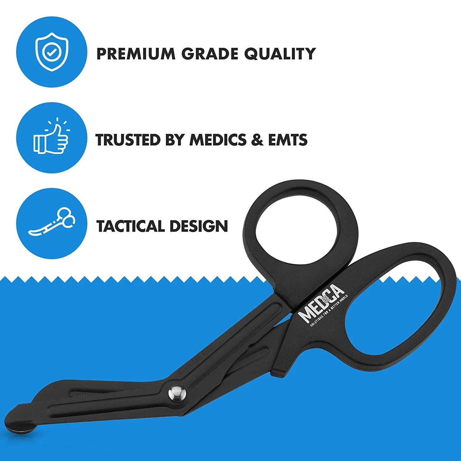 7.5" Trauma Shears - Stainless Steel EMT Bandage Scissors, Black