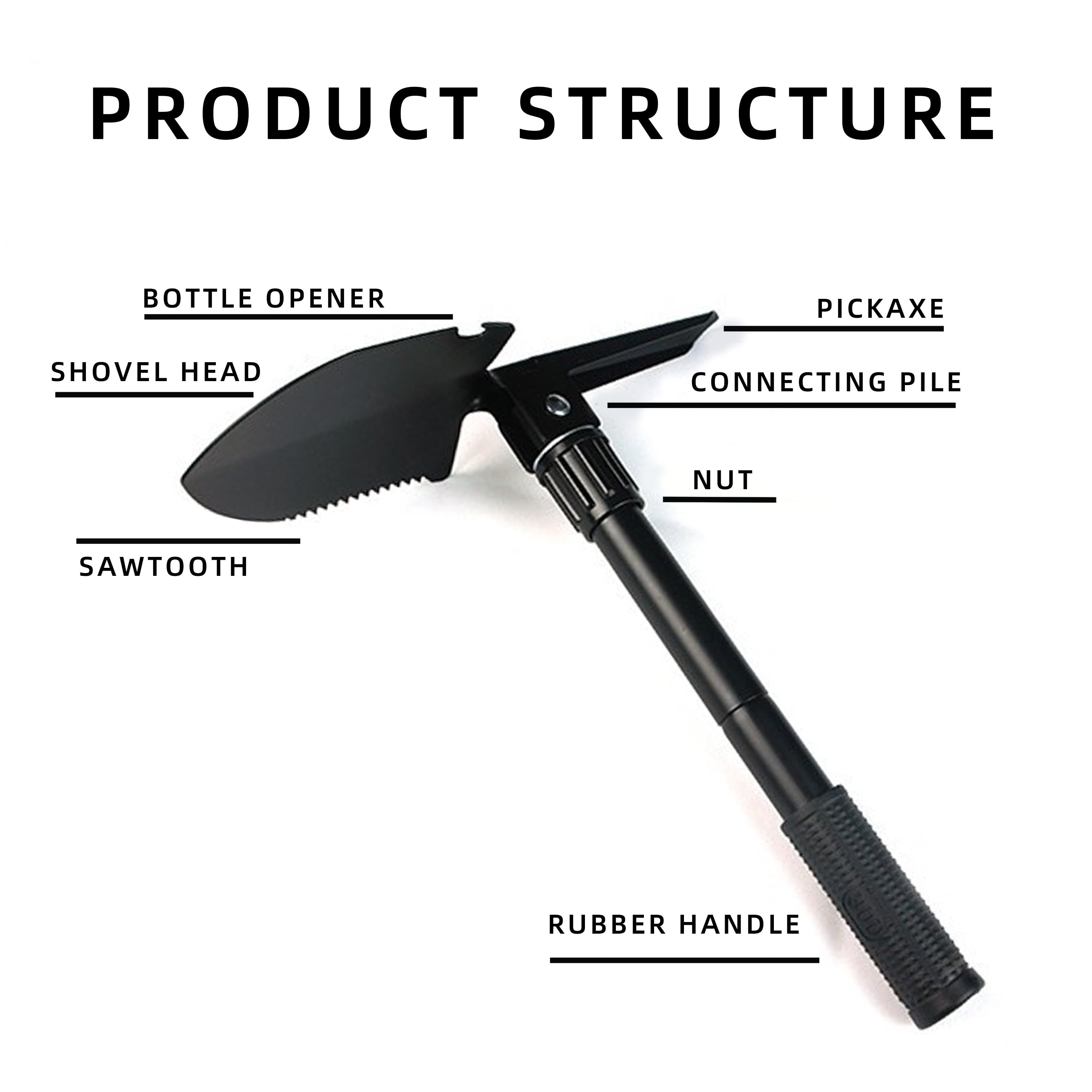 16.1 Inch Rubber Survival Shovel for off Road Gardening