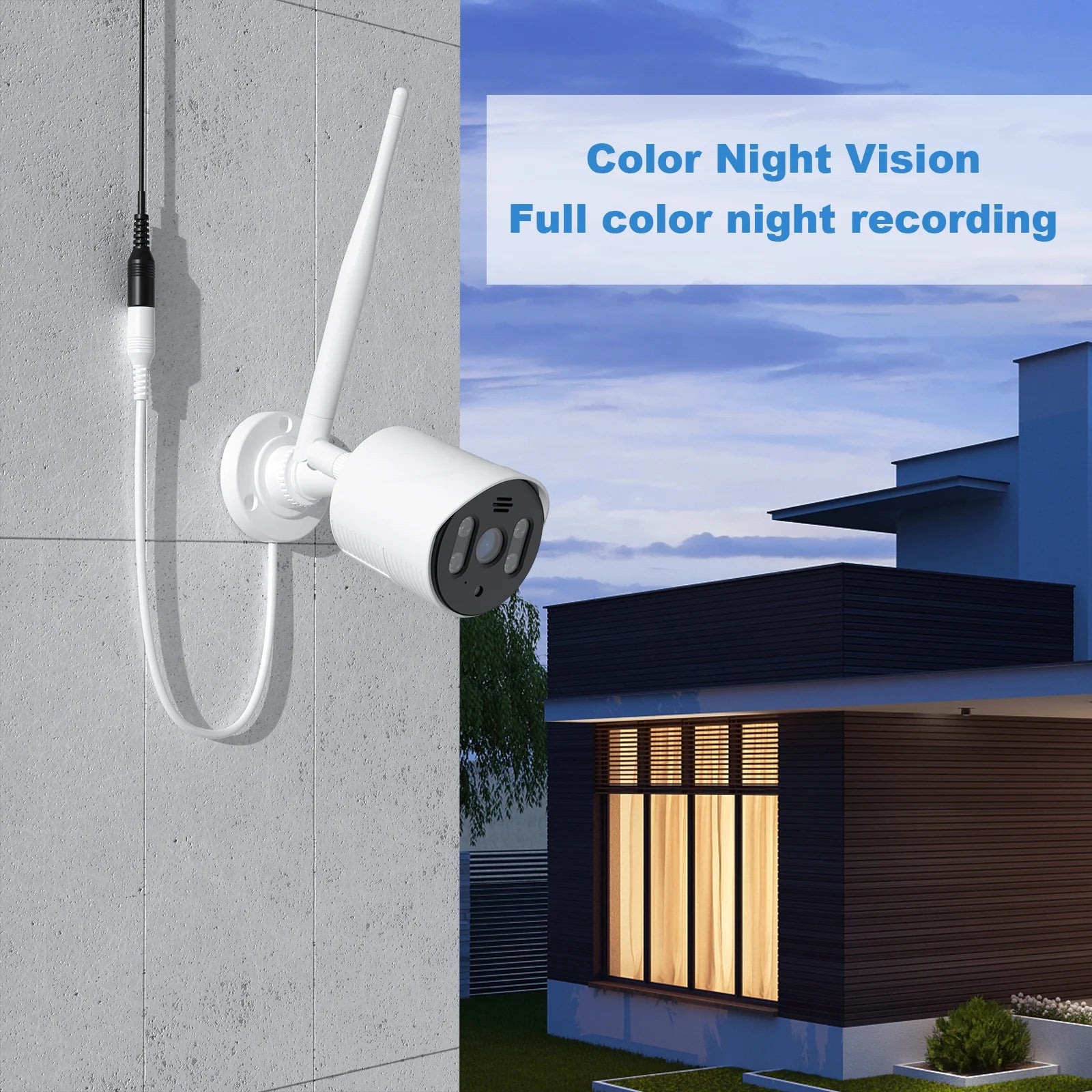 4Pcs Wireless Security Camera System, 8CH 3MP NVR, 1080P Surveillance Cameras with Color Night Vision, IP66 Waterproof, Outdoor Camera, Wi-Fi APP Control, No HDD