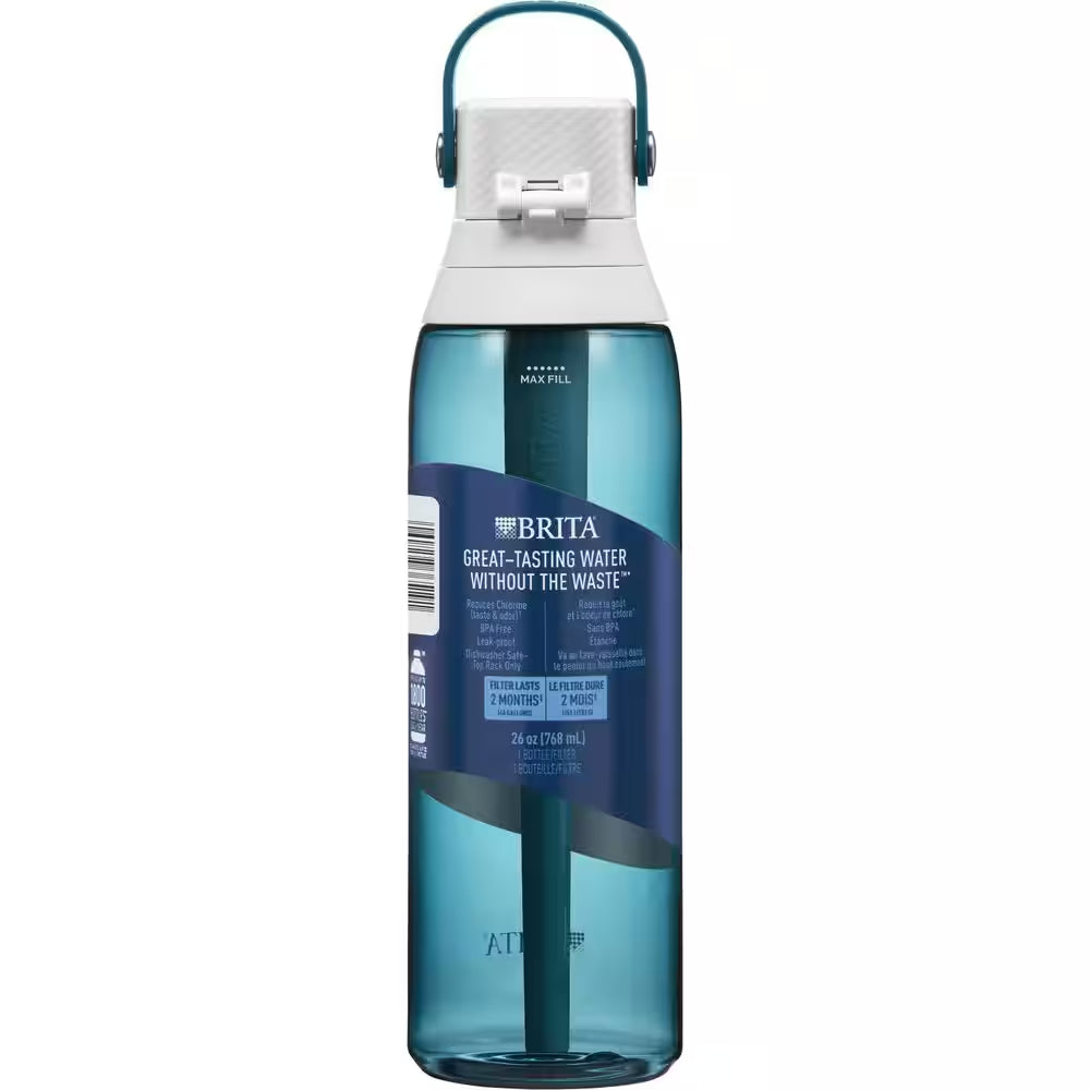 Premium 26 Oz. Filtering Water Bottle with BPA Free in Sea Glass Blue