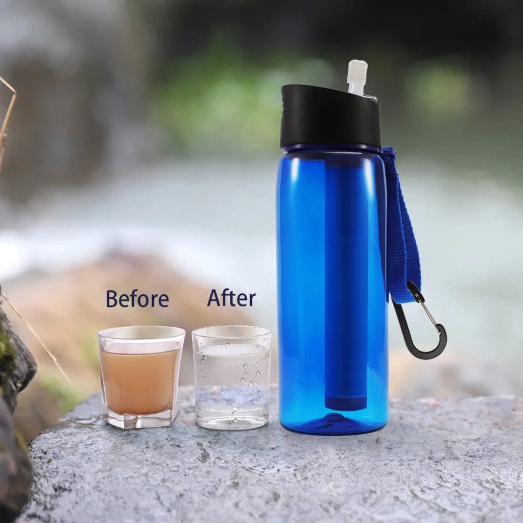 650Ml Camp Survival Water Filter Filtration Bottle, Sports Water Purifier Bottle